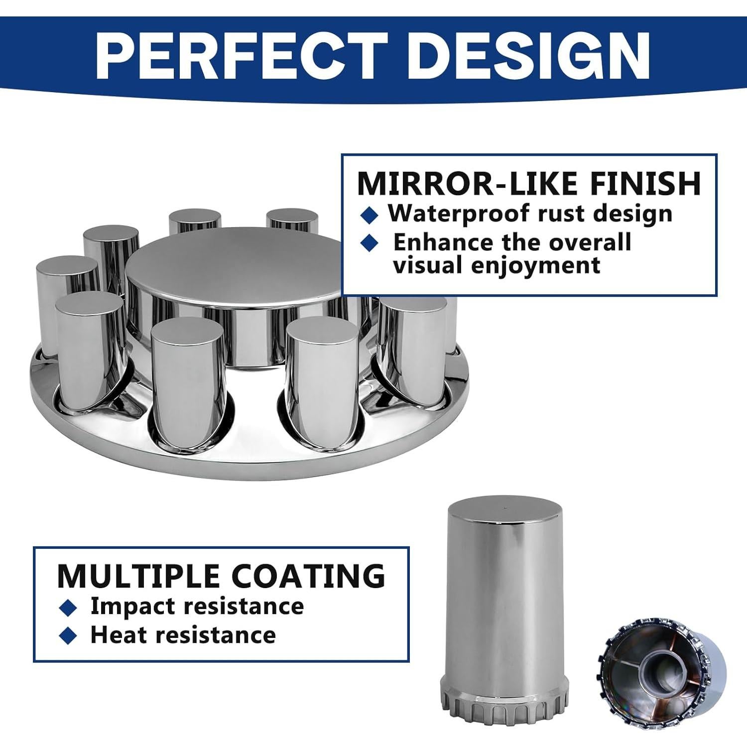 Juego de Cubiertas de Eje Plano Cilíndrico 2 Frontal Cromo 33mm