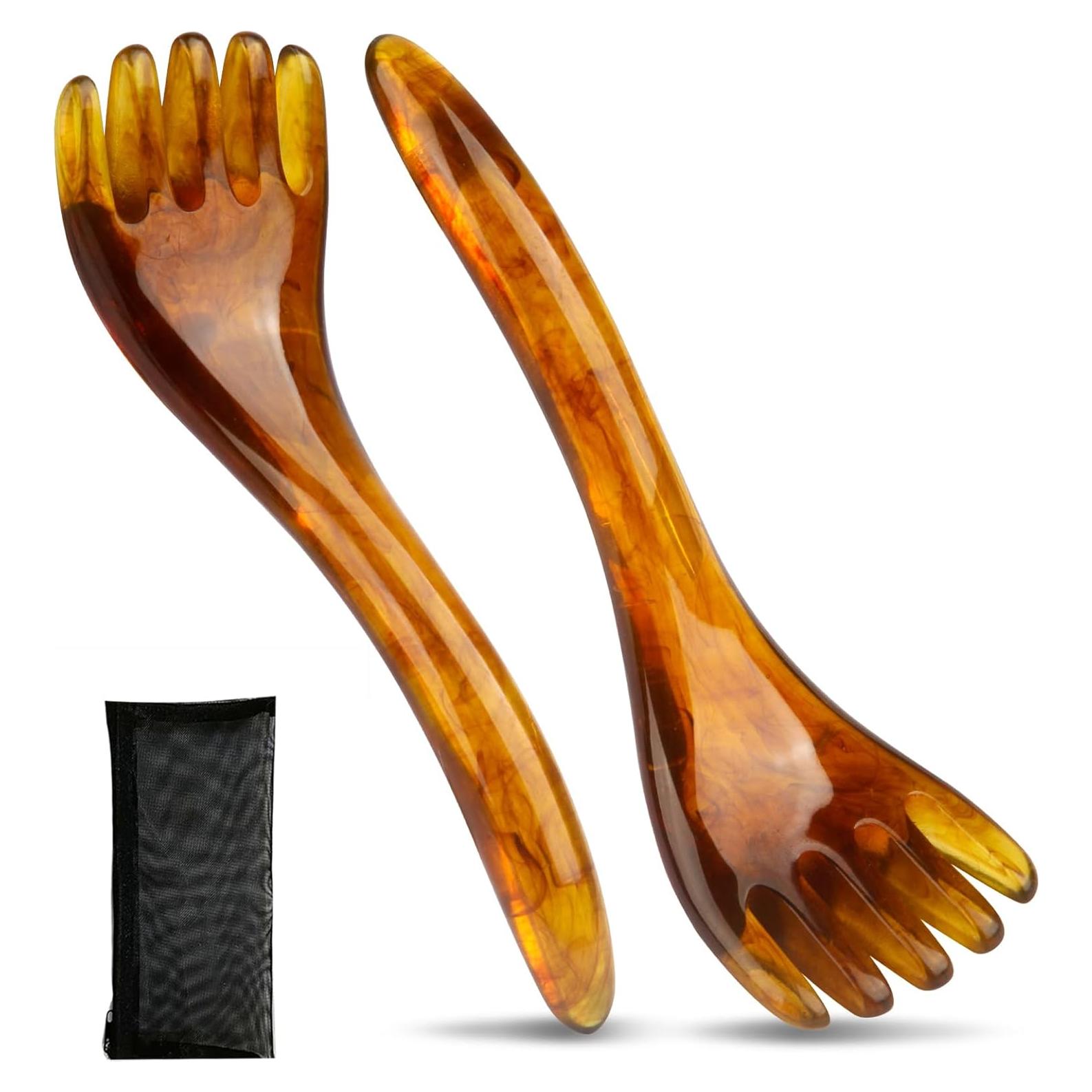 Masajeador de Cuero Cabelludo Aolupal 2 Piezas Resina Ámbar