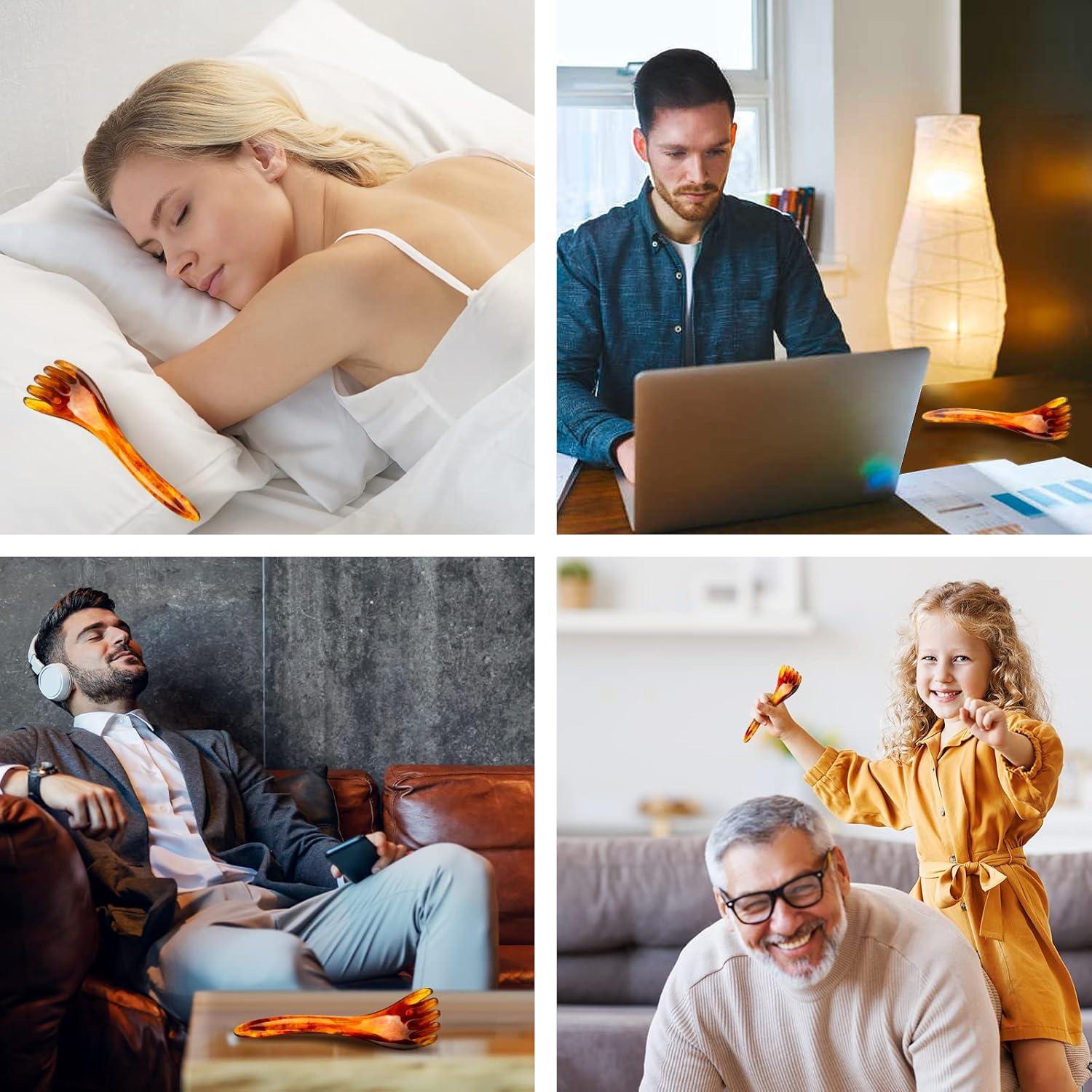 Masajeador de Cuero Cabelludo Aolupal 2 Piezas Resina Ámbar