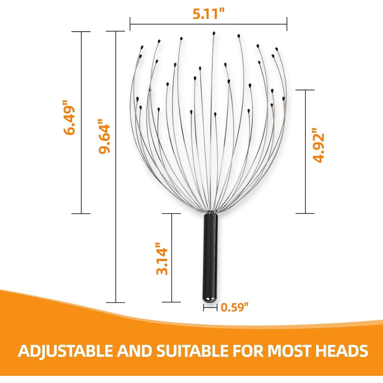 Masajeador de Cabeza YEZY 28 Dedos y Rascaespaldas Negro