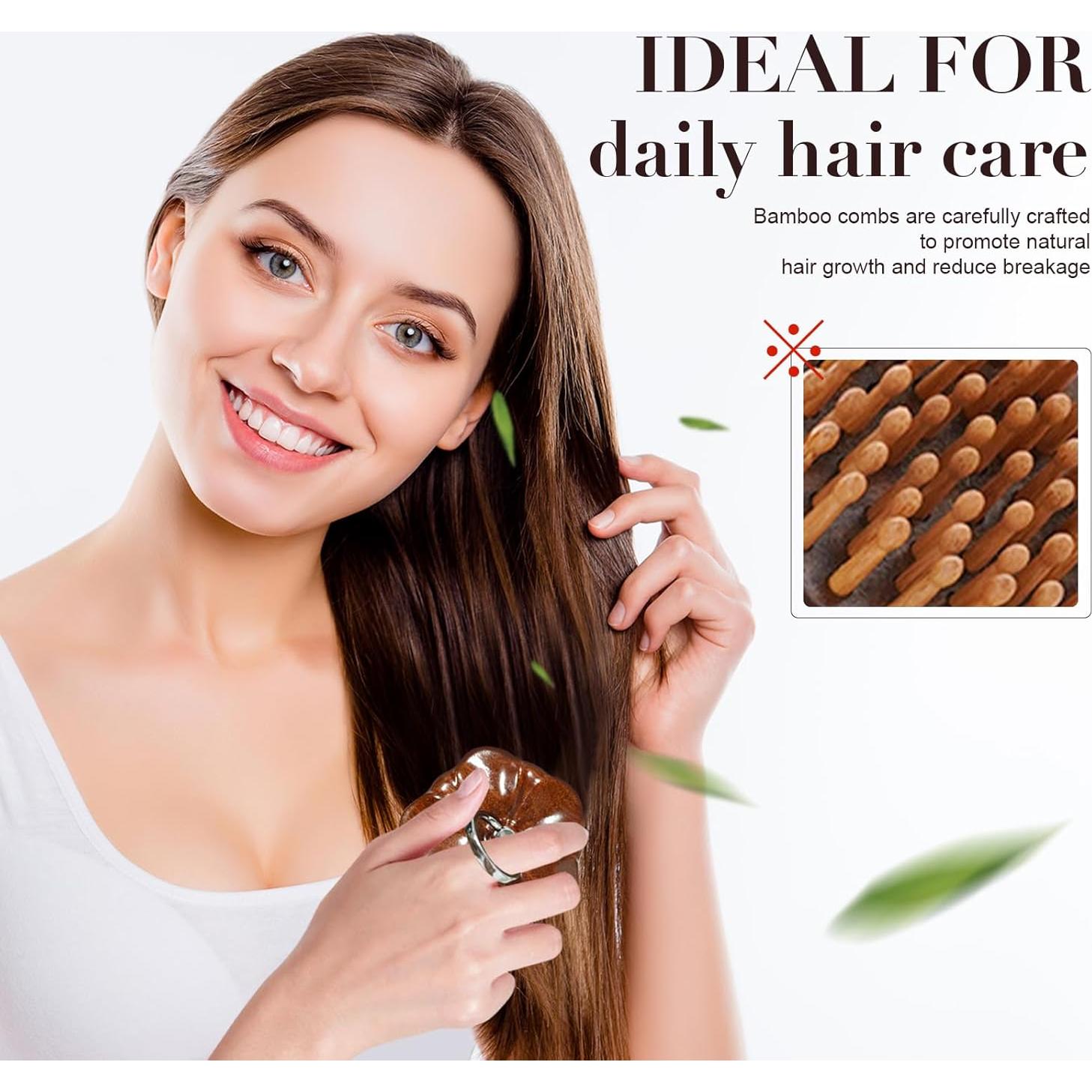 Cepillo de Masaje de Cuero Cabelludo de Bambú Natural