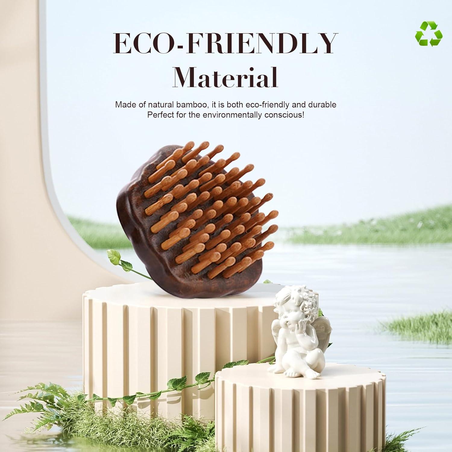 Cepillo de Masaje de Cuero Cabelludo de Bambú Natural