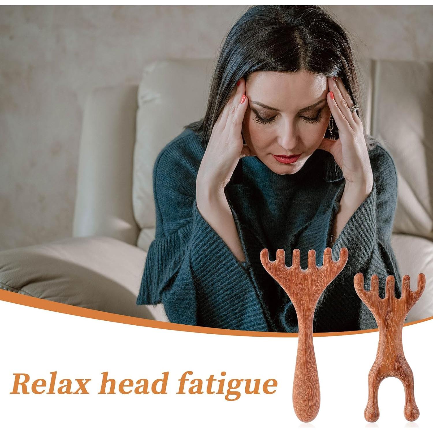 Masajeador de Cuero Cabelludo de Madera BOXOB - 2 Piezas