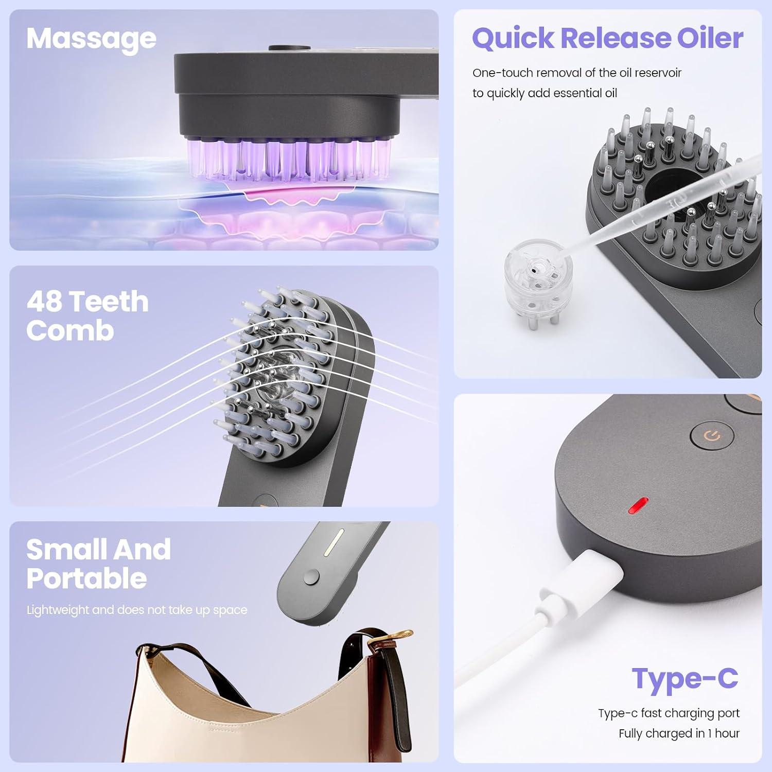 Masajeador de Cuero Cabelludo UNIWA 3 en 1, Cepillo Eléctrico