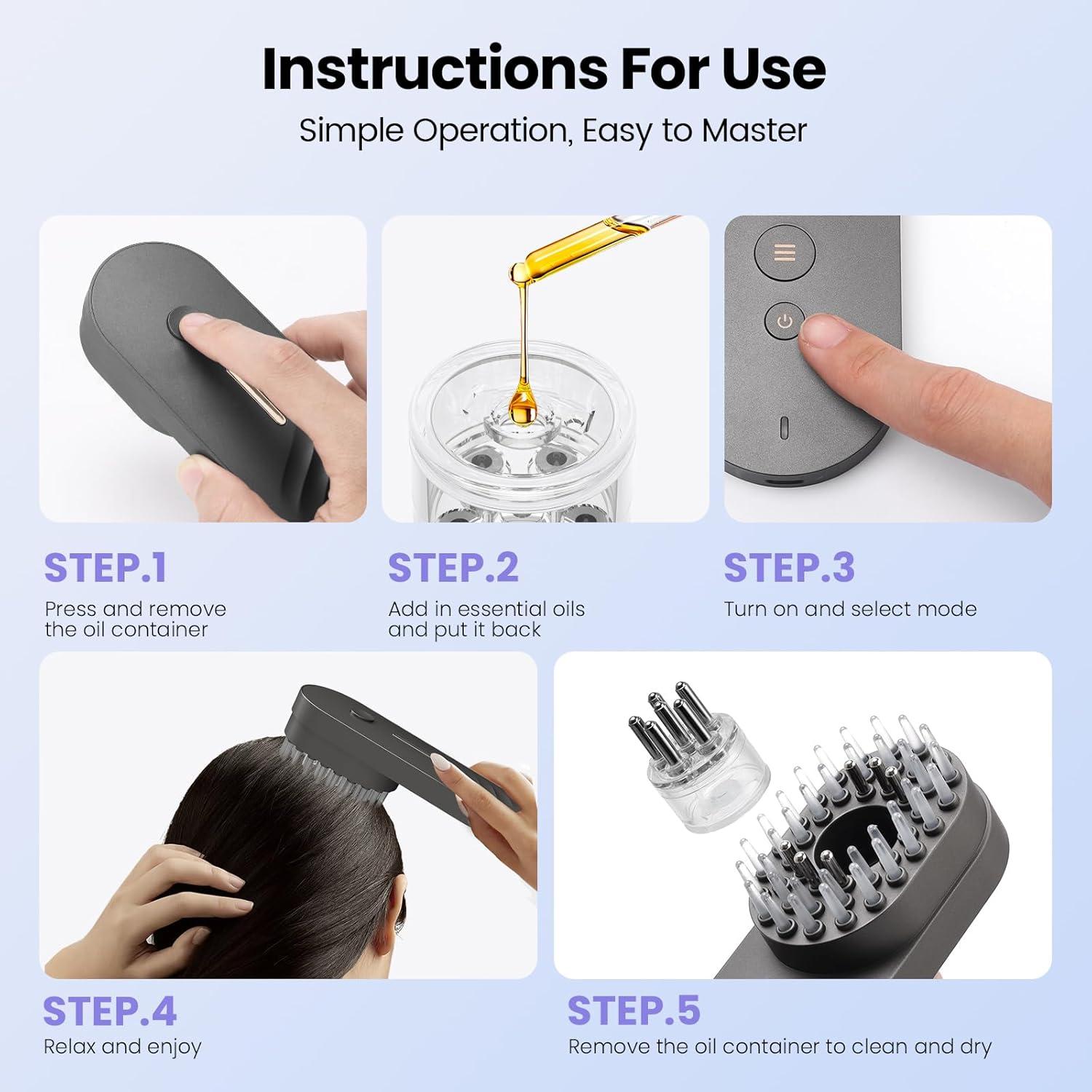 Masajeador de Cuero Cabelludo UNIWA 3 en 1, Cepillo Eléctrico