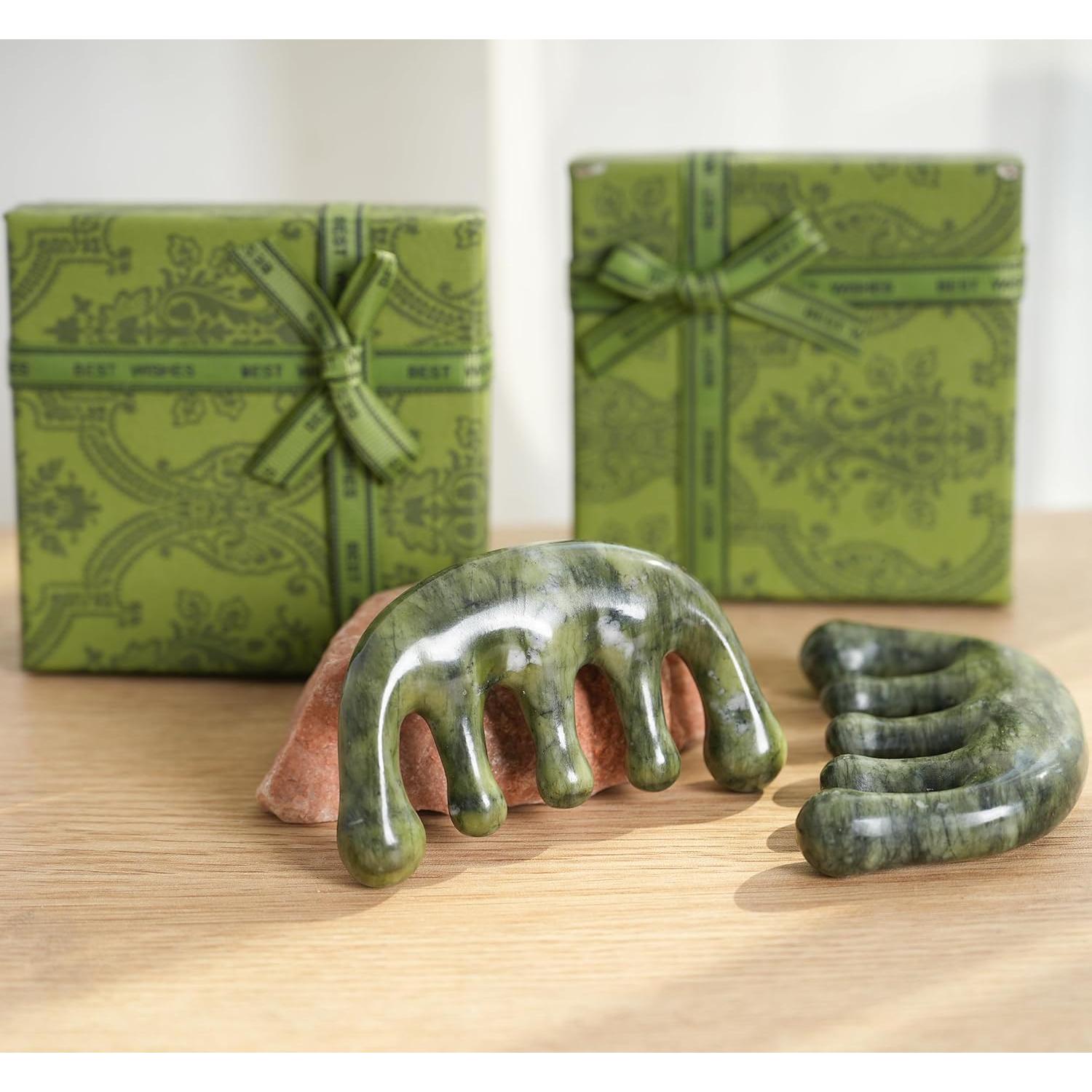 Peine de Masaje de Jade Natural Smilkaiger para Cara y Cuero Cabelludo