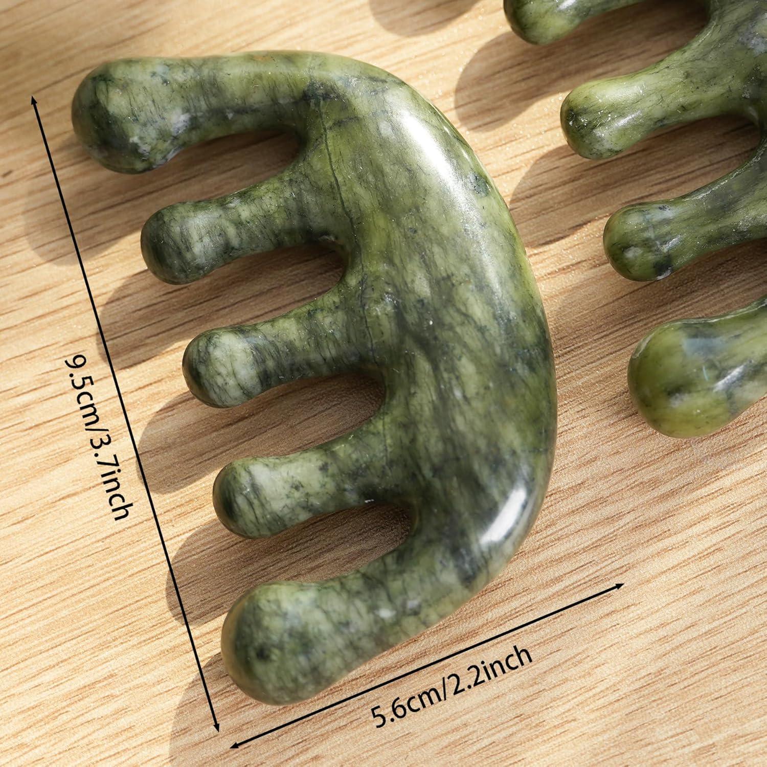 Peine de Masaje de Jade Natural Smilkaiger para Cara y Cuero Cabelludo