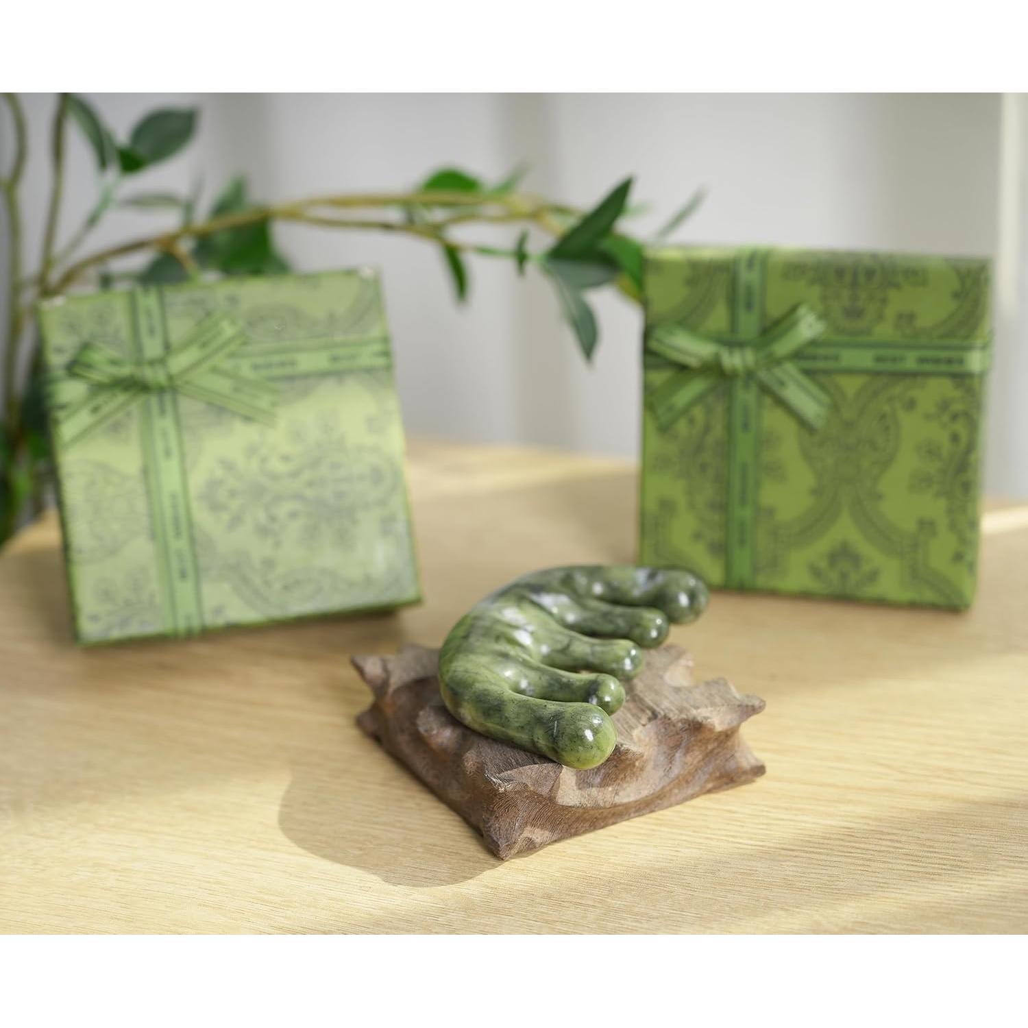 Peine de Masaje de Jade Natural Smilkaiger para Cara y Cuero Cabelludo