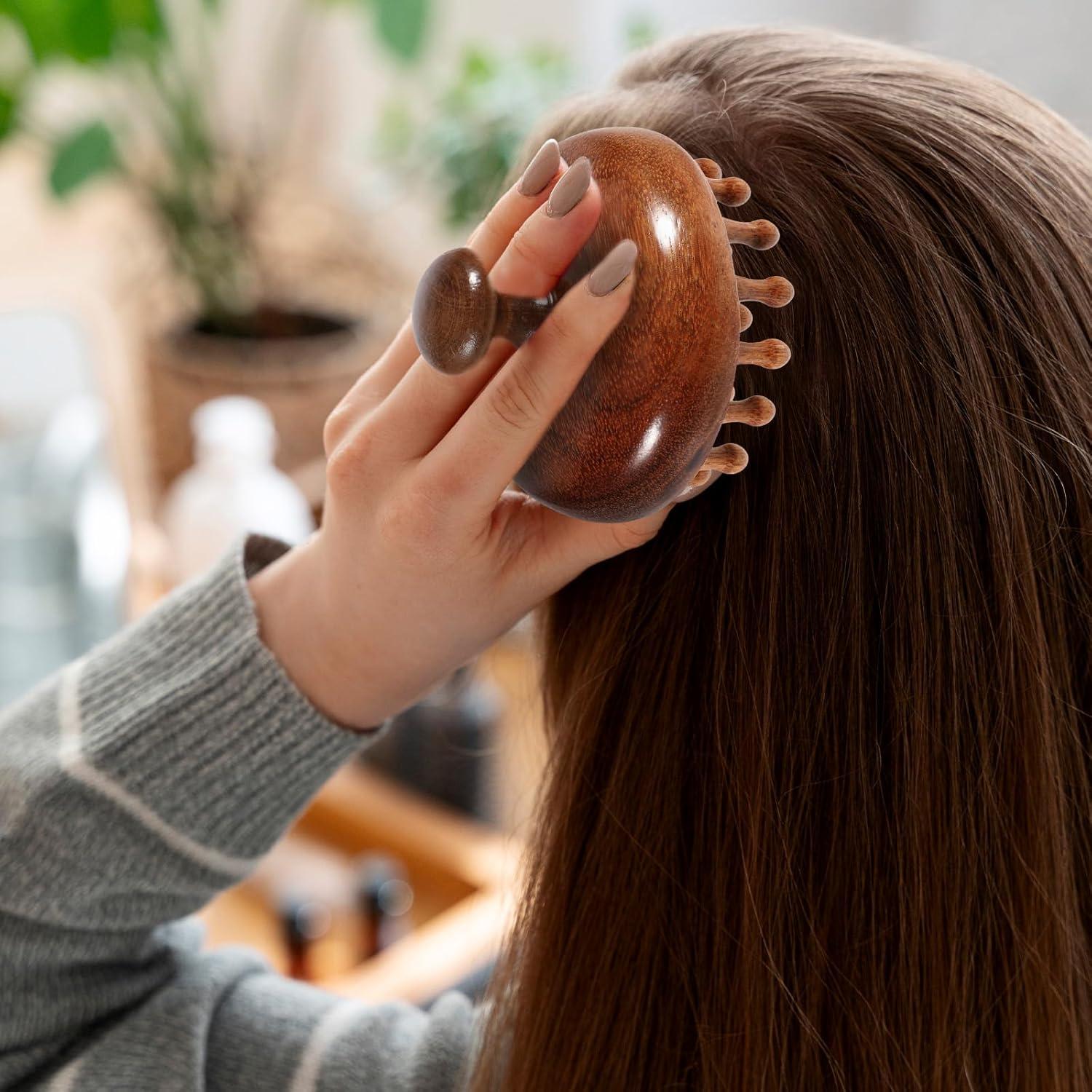 Masajeador de cuero cabelludo de madera Hpmjz para crecimiento