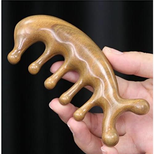 Peine de Gua Sha de Sándalo Verde SAEEYCUE 10x5cm Masajeador