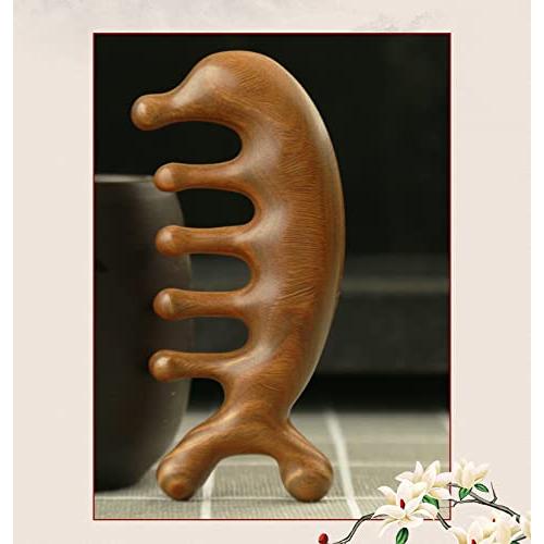 Peine de Gua Sha de Sándalo Verde SAEEYCUE 10x5cm Masajeador