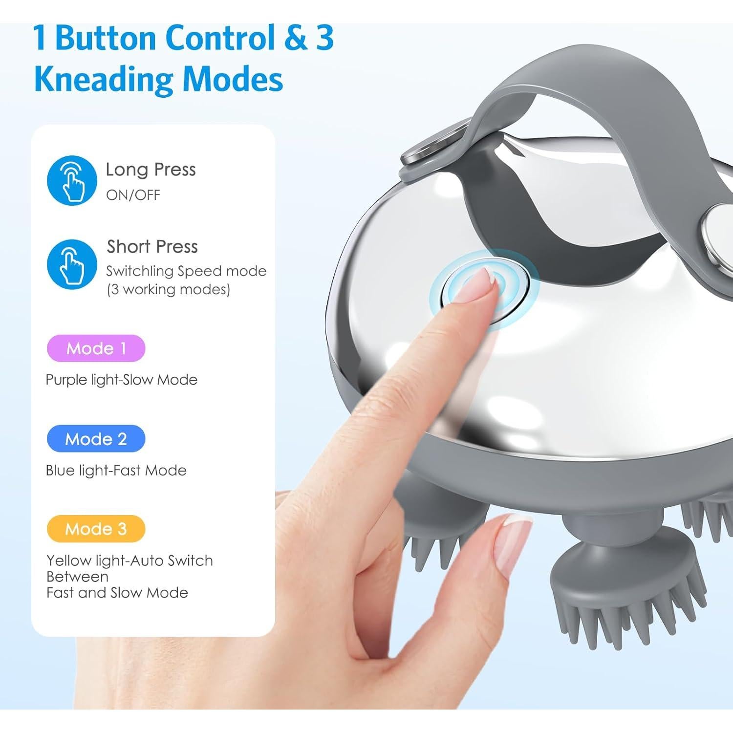 Masajeador Eléctrico de Cuero Cabelludo AMIR Recargable 100 Nodos