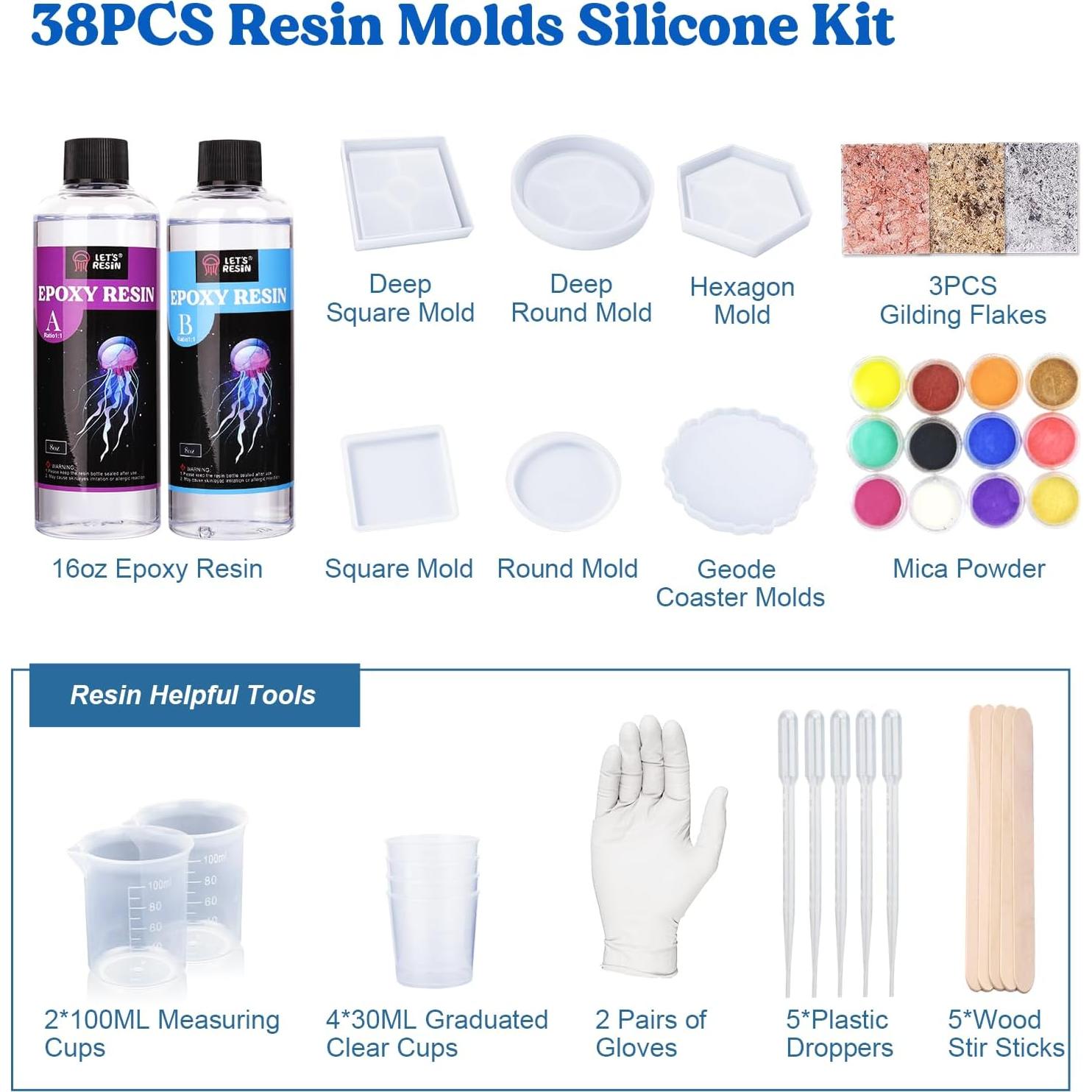 Kit de Posavasos de Resina Epóxica LET'S RESIN 16oz DIY