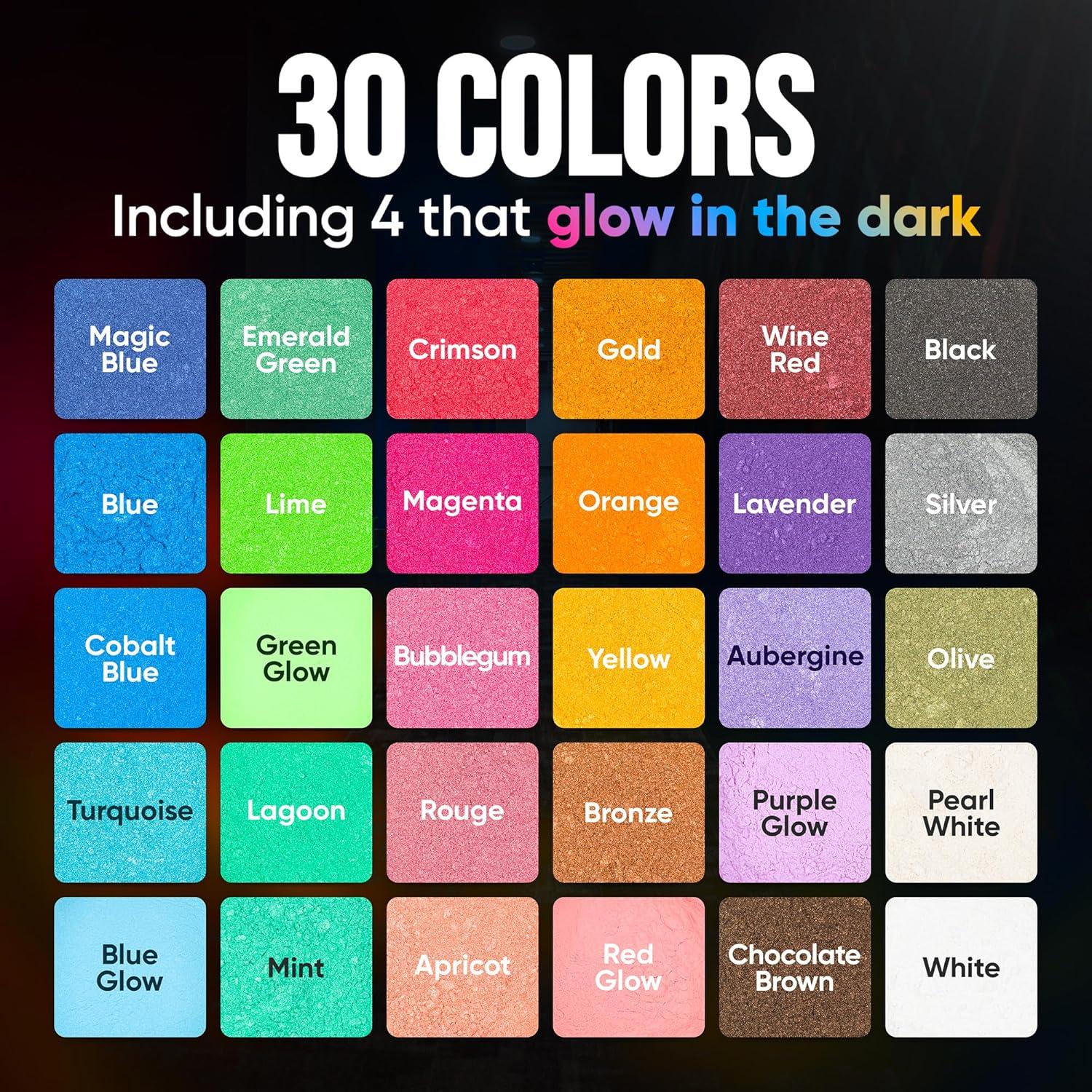 Pó de Mica 30 Colores Resina Epóxica - Pigmentos No Tóxicos