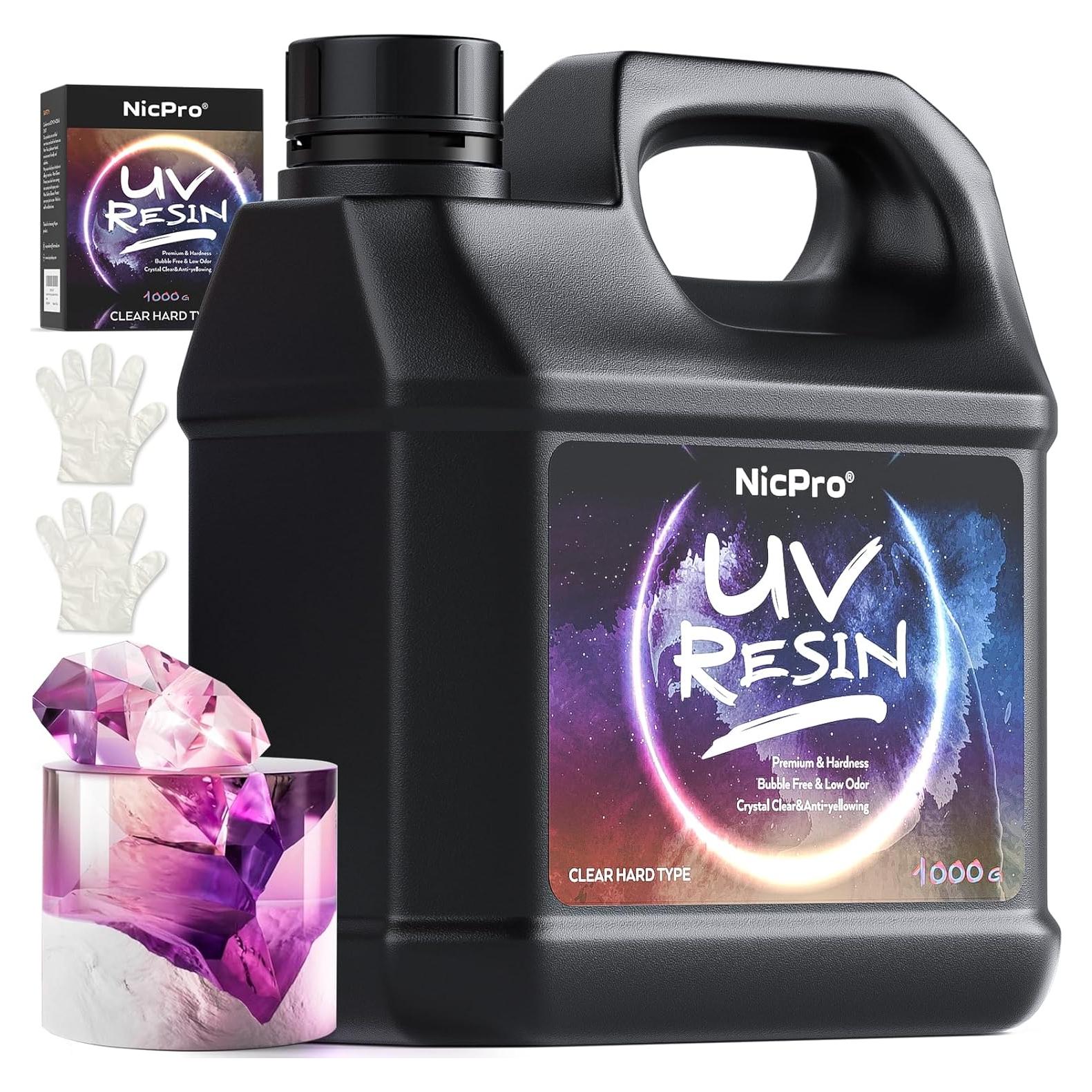 Resina UV 1000g Nicpro - Pegamento Epóxico Cristalino Bajo Olor
