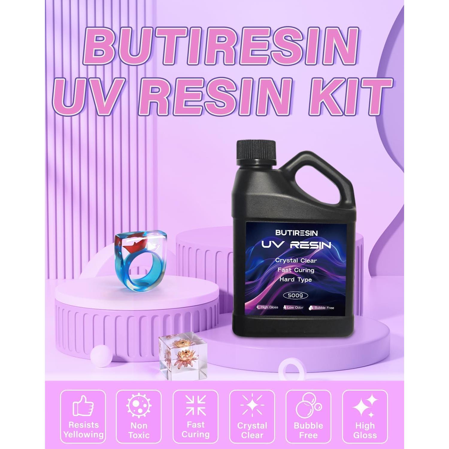 Resina UV 1000g ButiResin - Cristalina, Curado Rápido, Baja Viscosidad