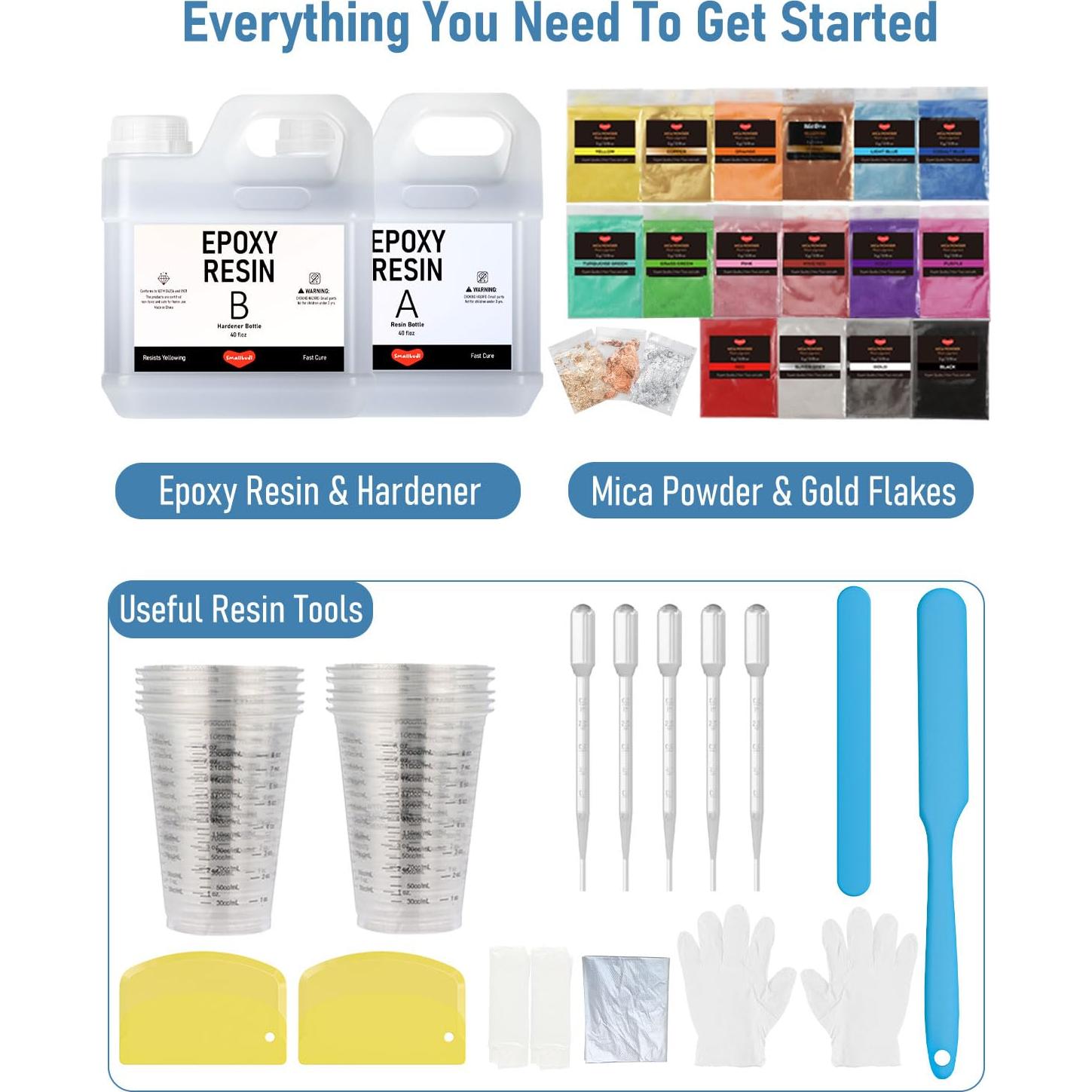 Kit de Resina Epóxica 2.4 L Smallbudi con 16 Colores y Accesorios