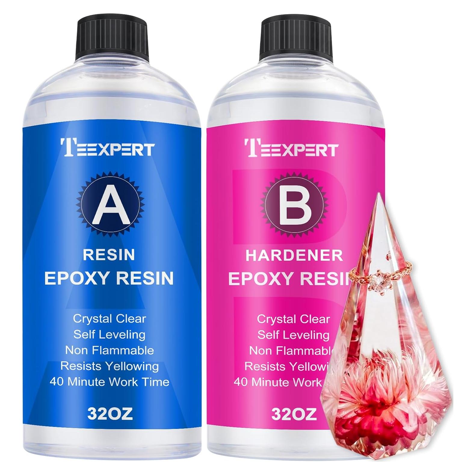 Teexpert Resina Epóxica Cristalina 64oz - Kit 2 Partes para Arte DIY
