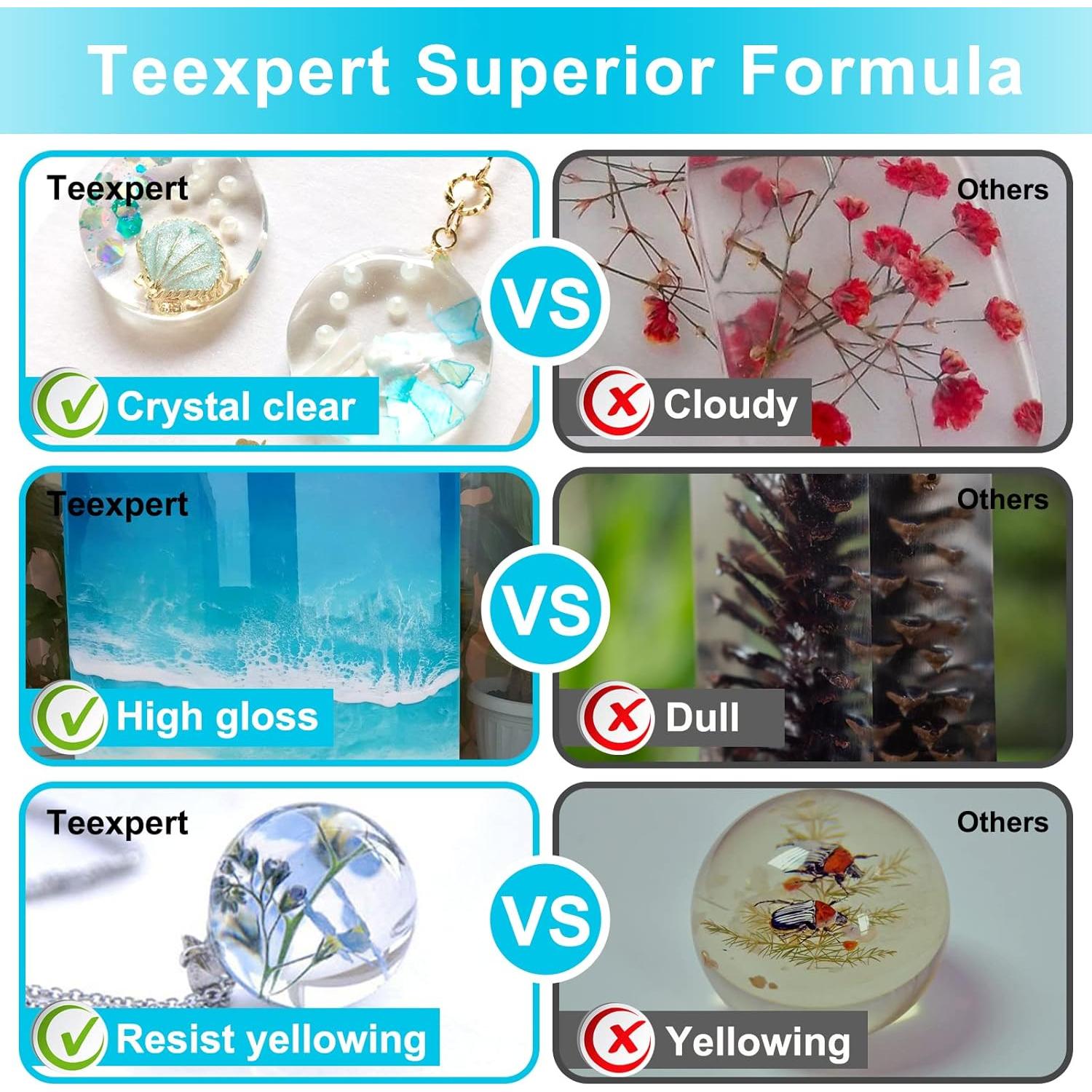 Teexpert Resina Epóxica Cristalina 64oz - Kit 2 Partes para Arte DIY