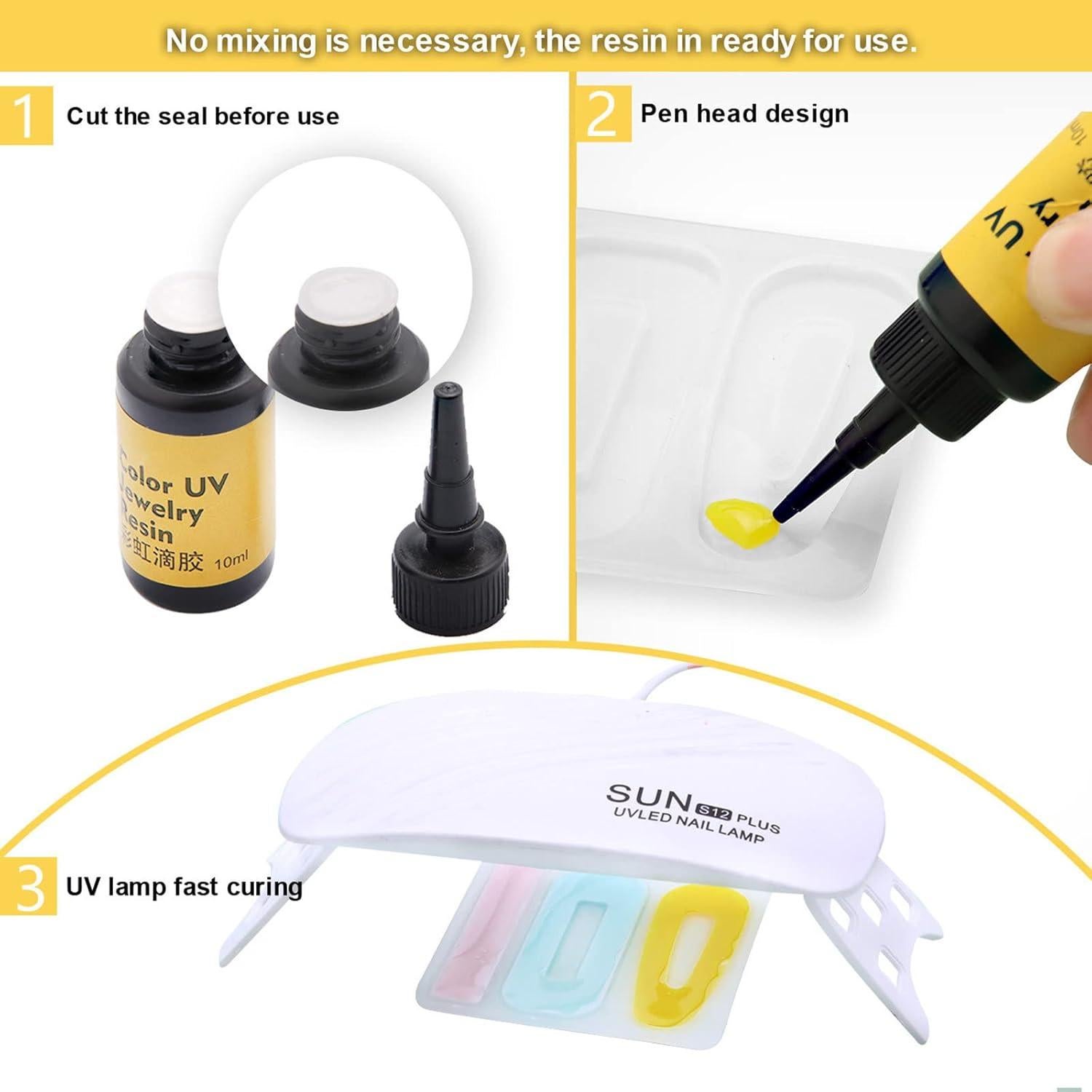 Resina UV de Colores DIYcraft - 24 Colores - 10ml Cada Uno