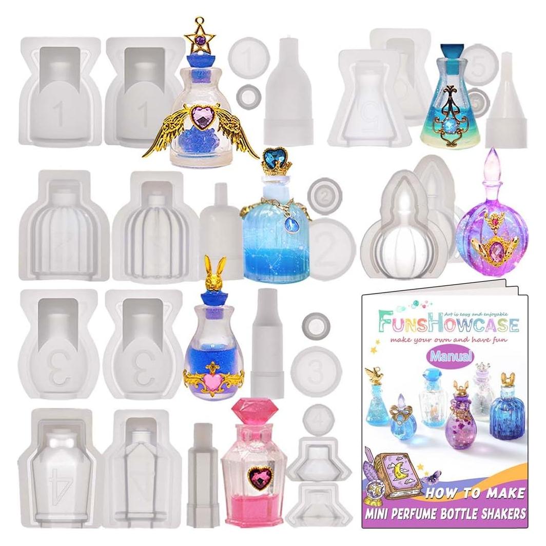Juego de Moldes de Silicona FUNSHOWCASE para Resina UV - 6 Botellas