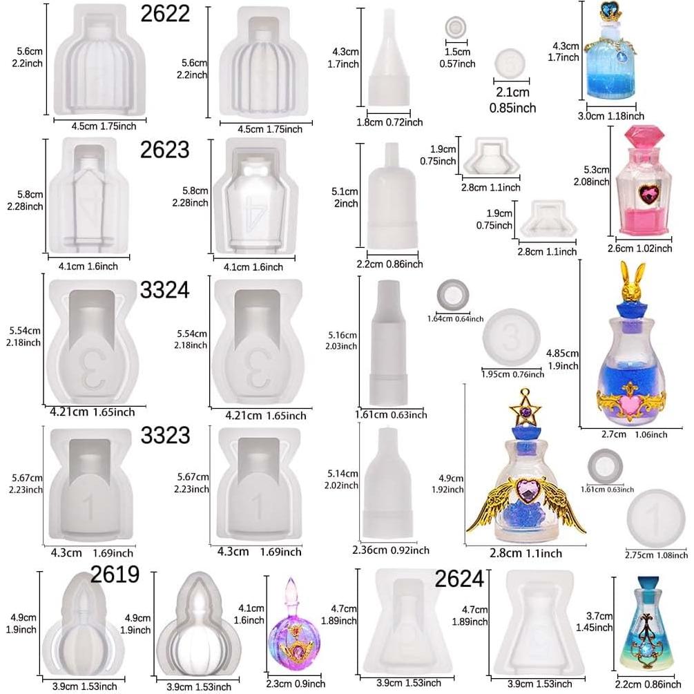 Juego de Moldes de Silicona FUNSHOWCASE para Resina UV - 6 Botellas