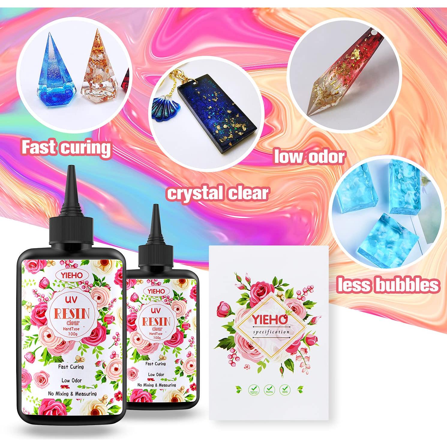 Resina Epóxica UV YIEHO 200g Cristalina Dura para Joyería