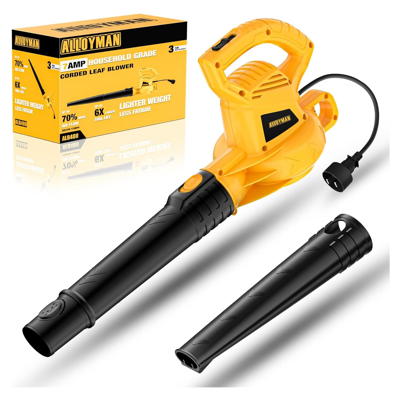 Soplador de Hojas Eléctrico Alloyman 7AMP 350 CFM Ligero