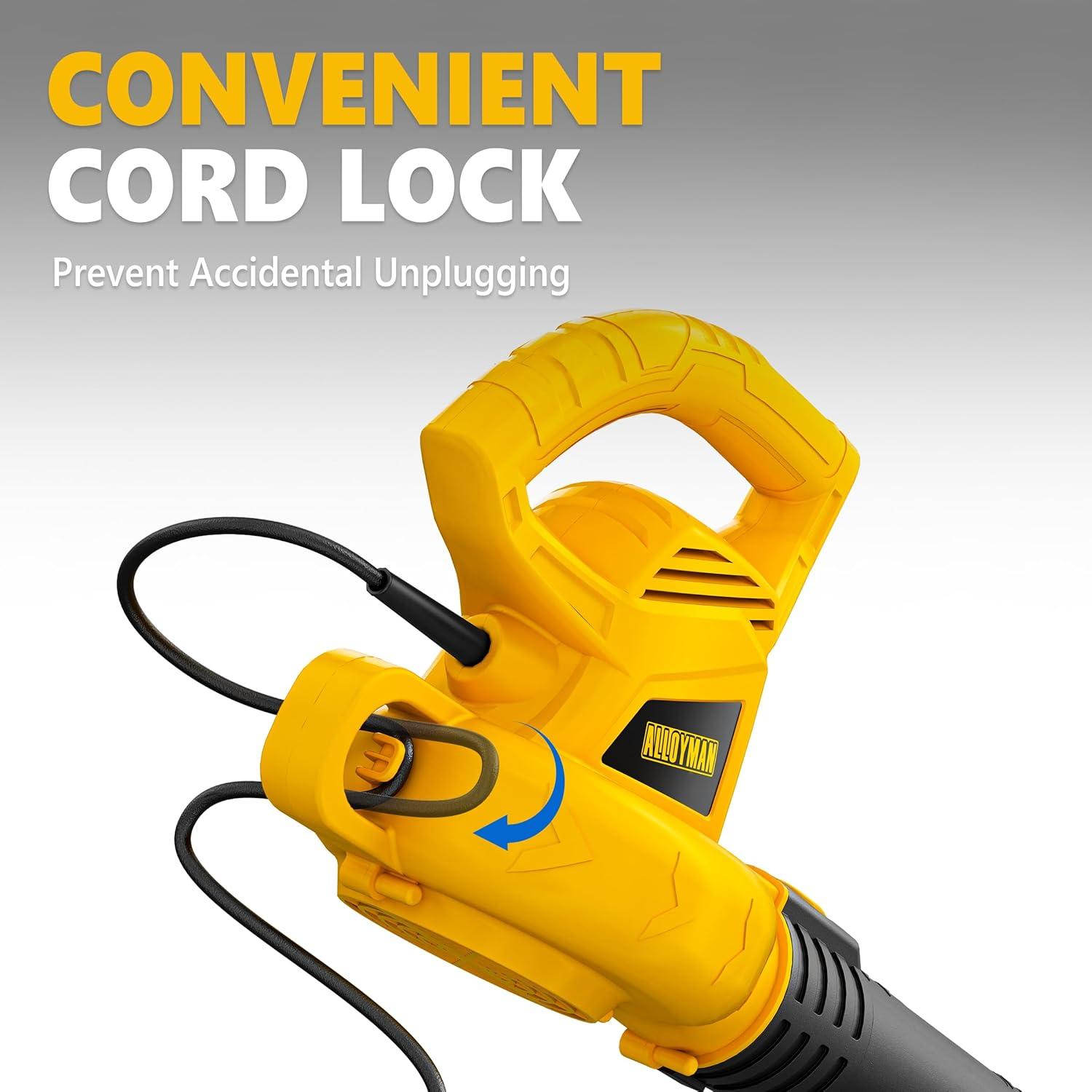 Soplador de Hojas Eléctrico Alloyman 7AMP 350 CFM Ligero