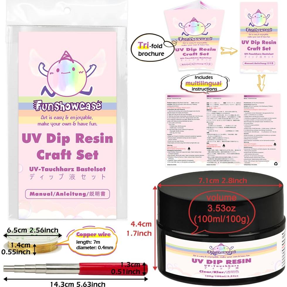 Set de Resina UV Dip FUNSHOWCASE 100ml + Alambre 4mm 7m