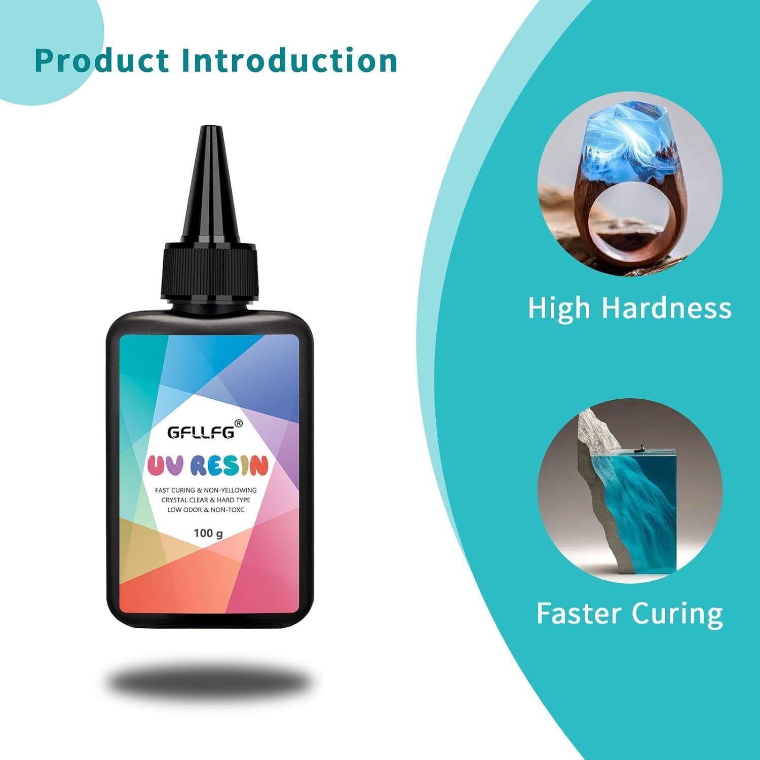 Resina Epóxica UV Transparente GFLLFG 300g - Kit Joyería