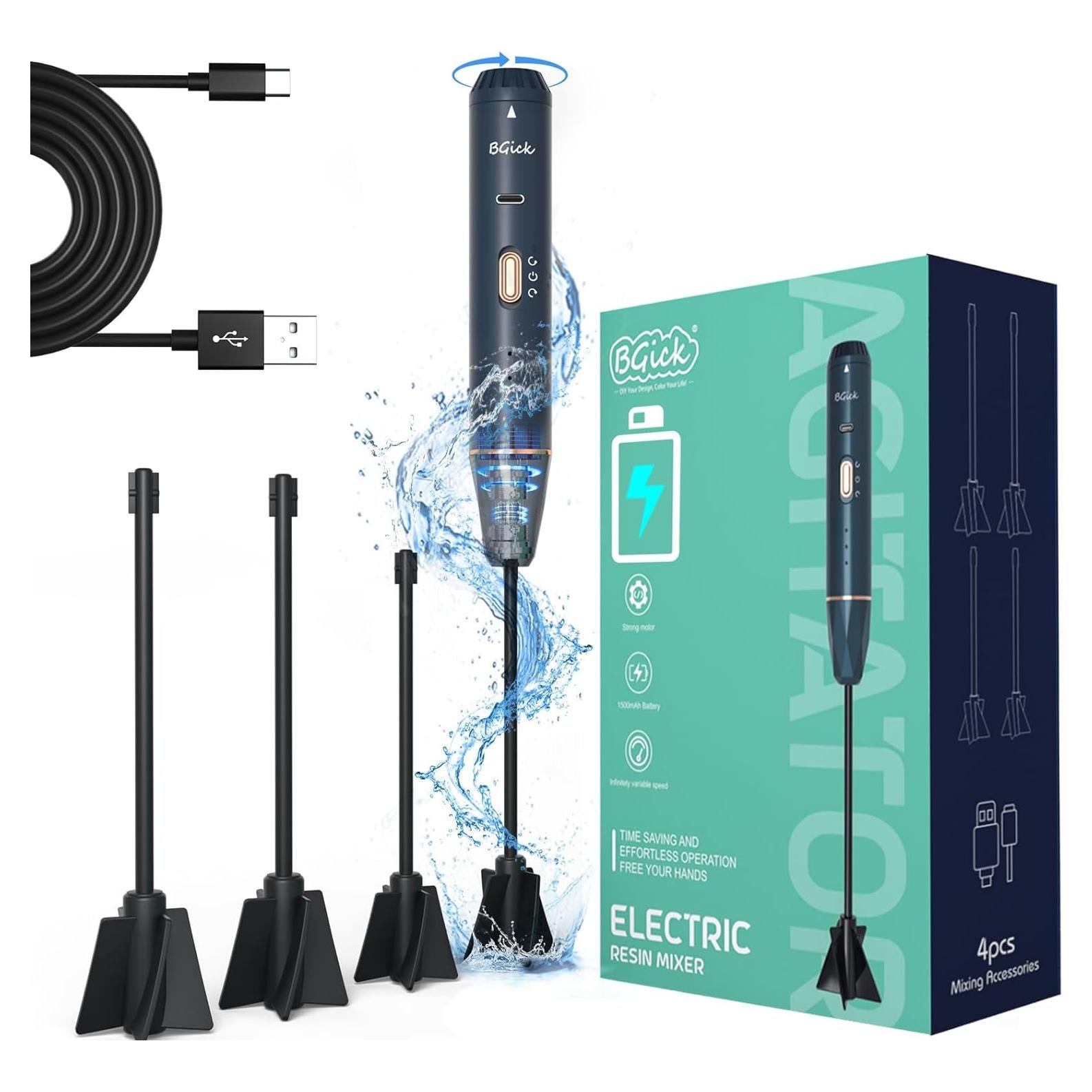 Mezclador de Resina Epóxica BGick Recargable con 4 Palas