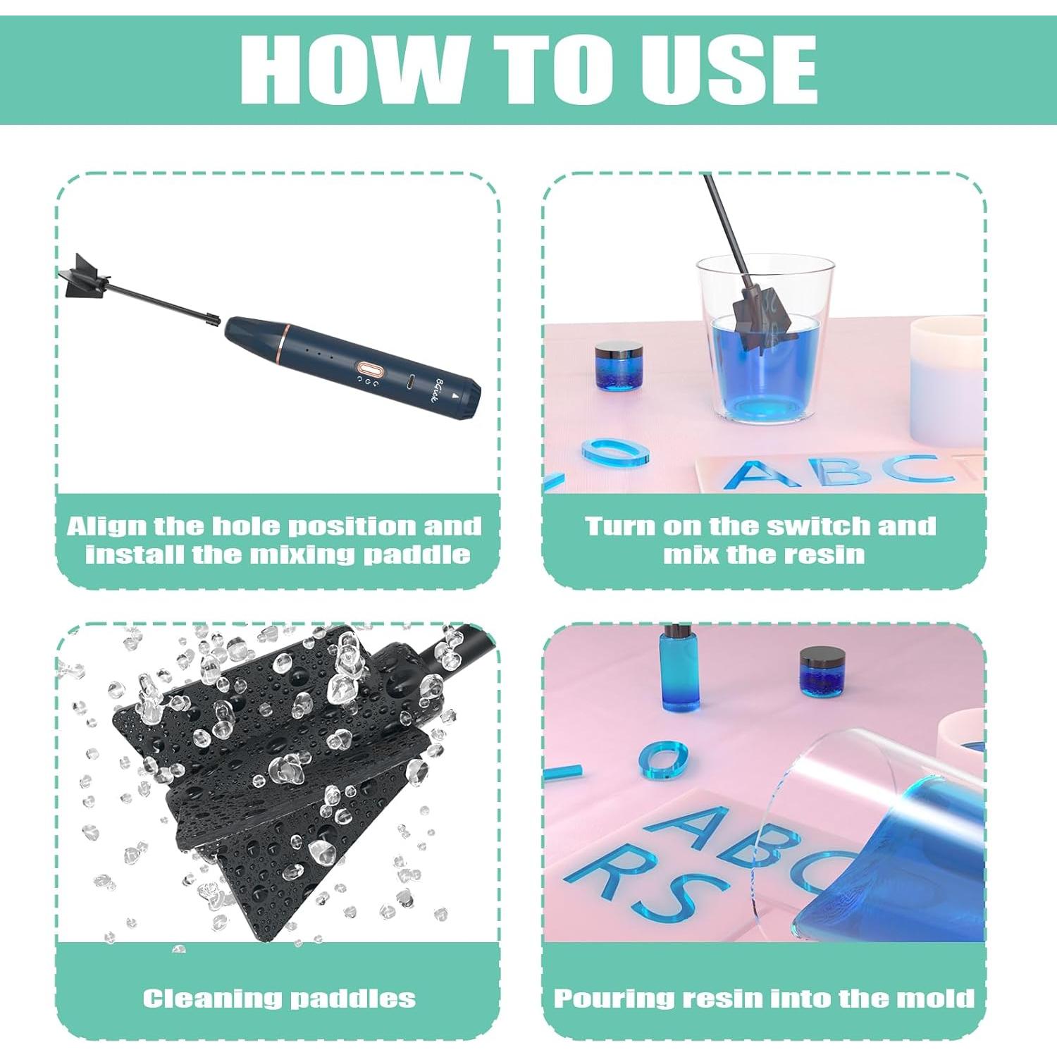 Mezclador de Resina Epóxica BGick Recargable con 4 Palas