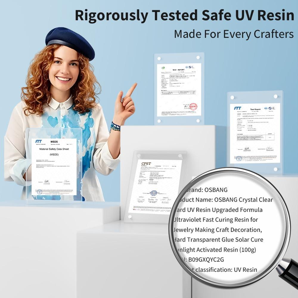 Resina UV Cristal Claro OSBANG 1000g para Joyería y Manualidades