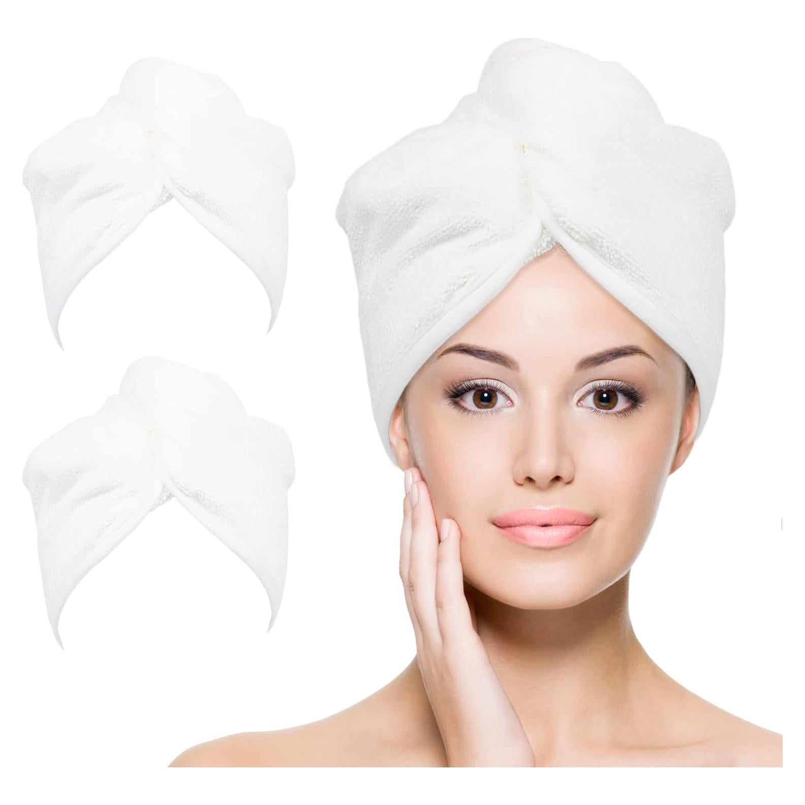 Toalla de Microfibra para Cabello YoulerTex 2 Pcs 25.4x66 cm Blanca