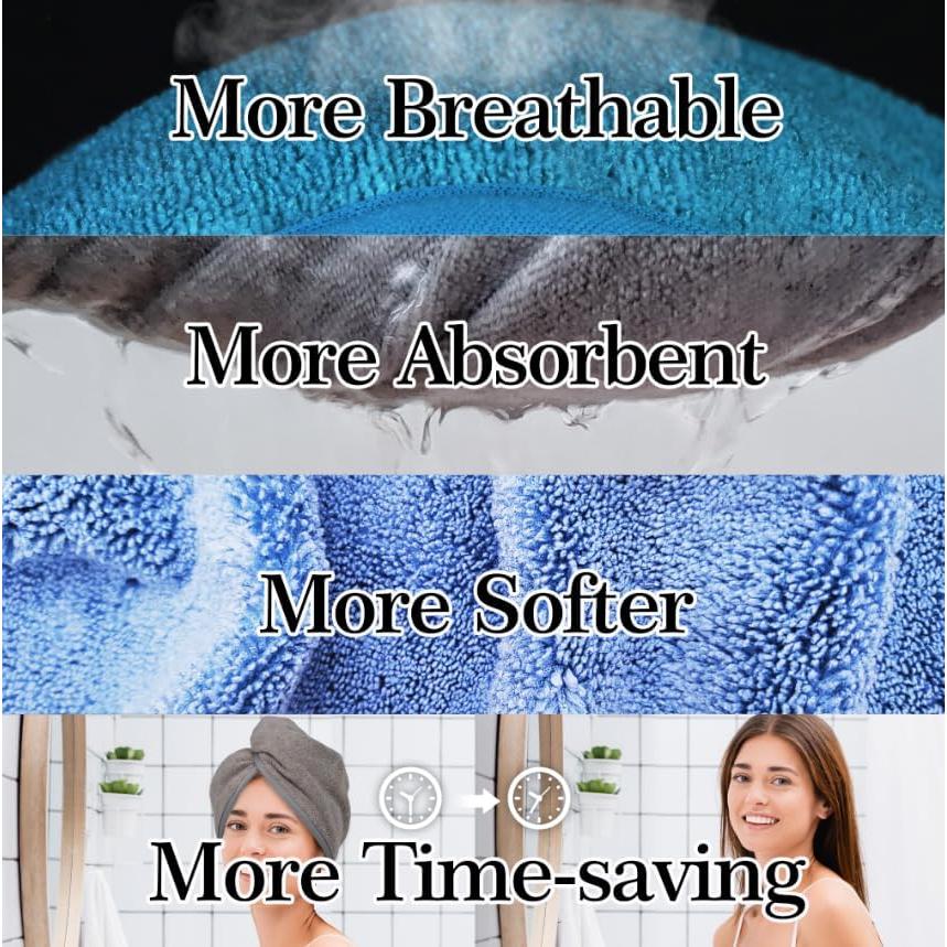 Toalla de Microfibra para Cabello YoulerTex 2 Pcs 25.4x66 cm Blanca