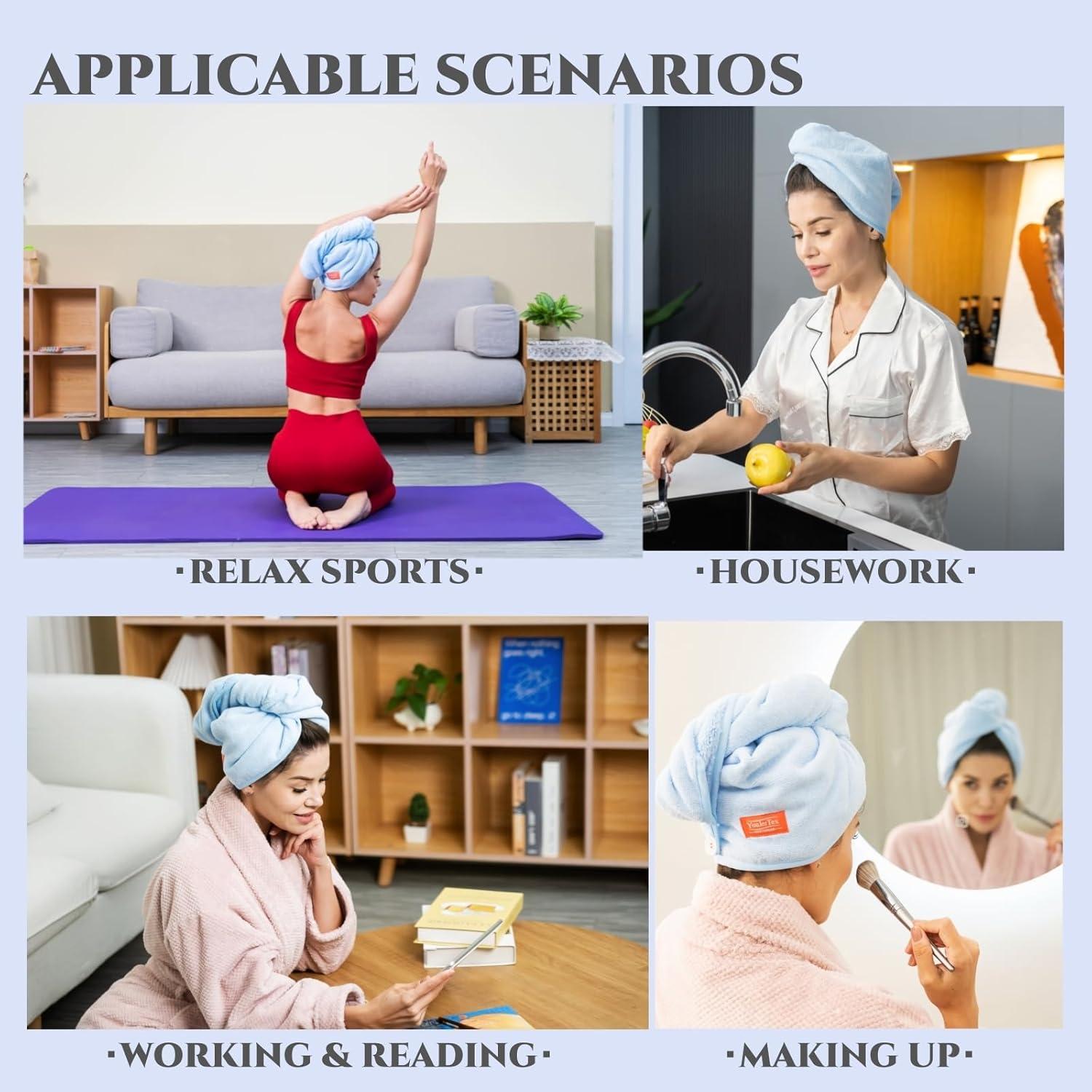 Toalla de Microfibra para Cabello YoulerTex 2 Pcs 25.4x66 cm Blanca