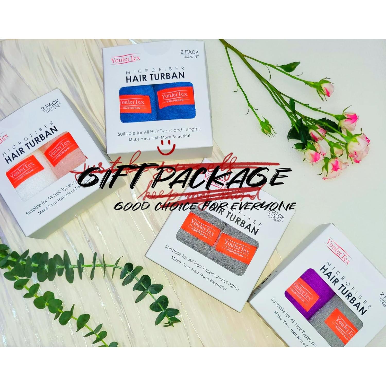 Toalla de Microfibra para Cabello YoulerTex 2 Pcs 25.4x66 cm Blanca