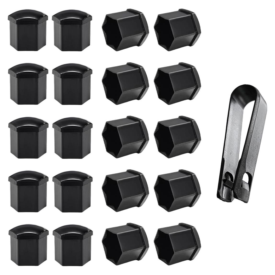 20 Cubiertas de Tuercas de Rueda Yourkar 19mm Antirrobo Negro