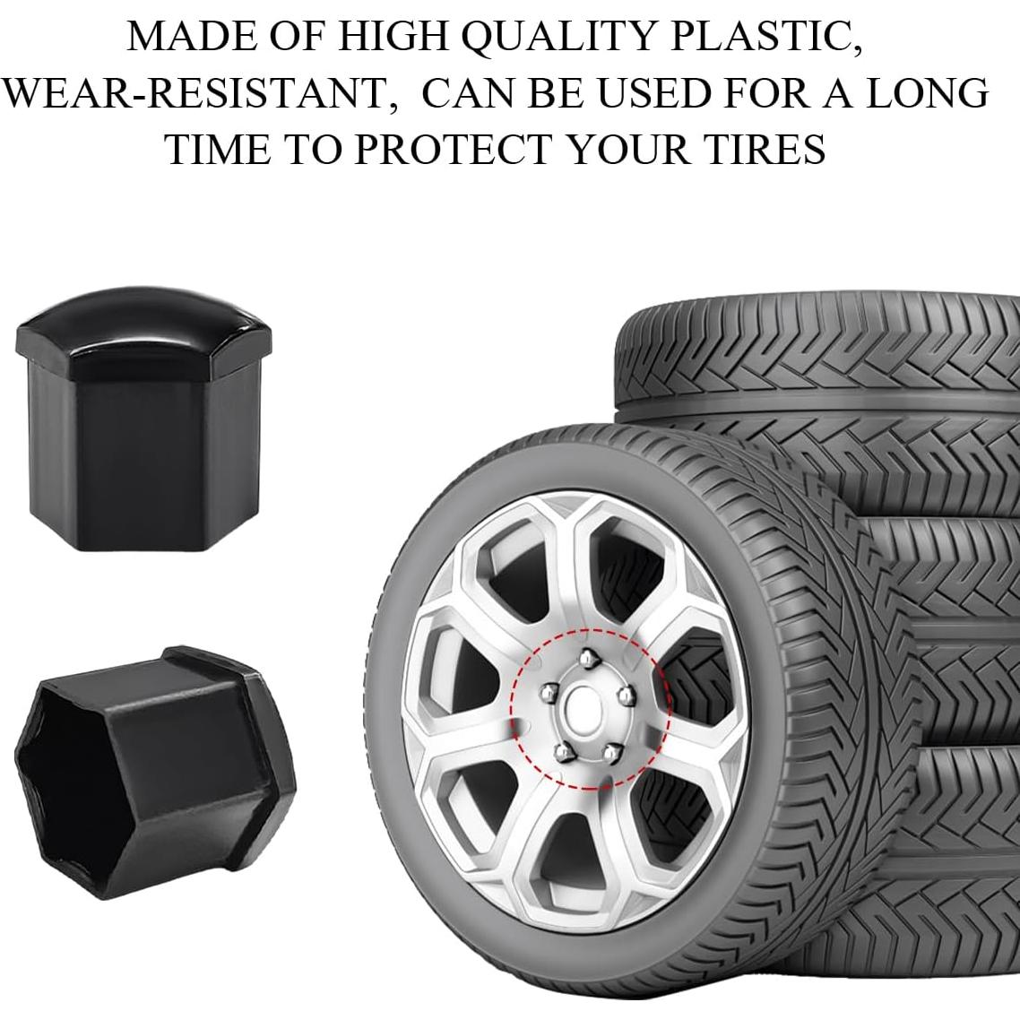 20 Cubiertas de Tuercas de Rueda Yourkar 19mm Antirrobo Negro