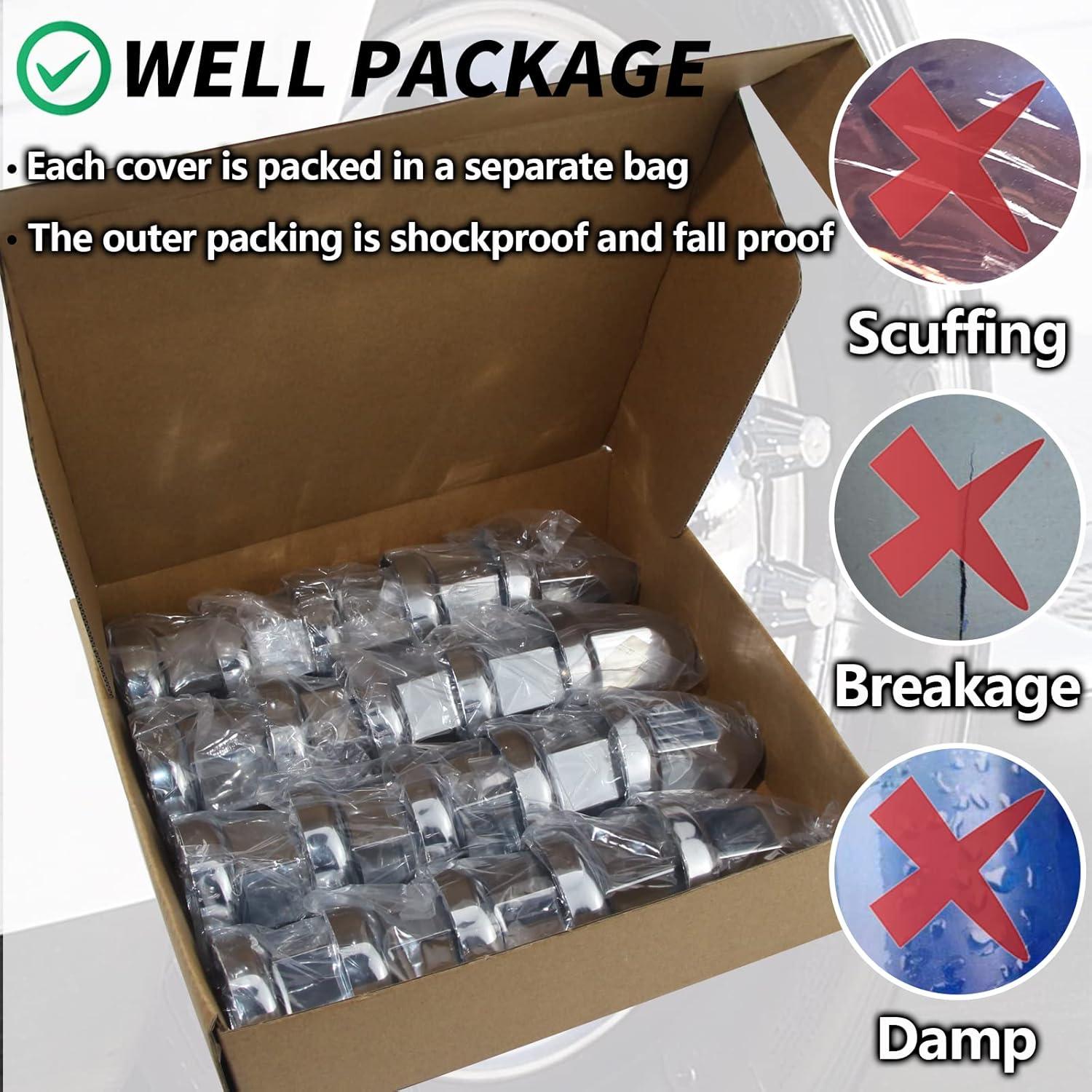 Cubiertas de Tuercas de Perno iBroPrat 33mm Cromadas ABS 20Pcs