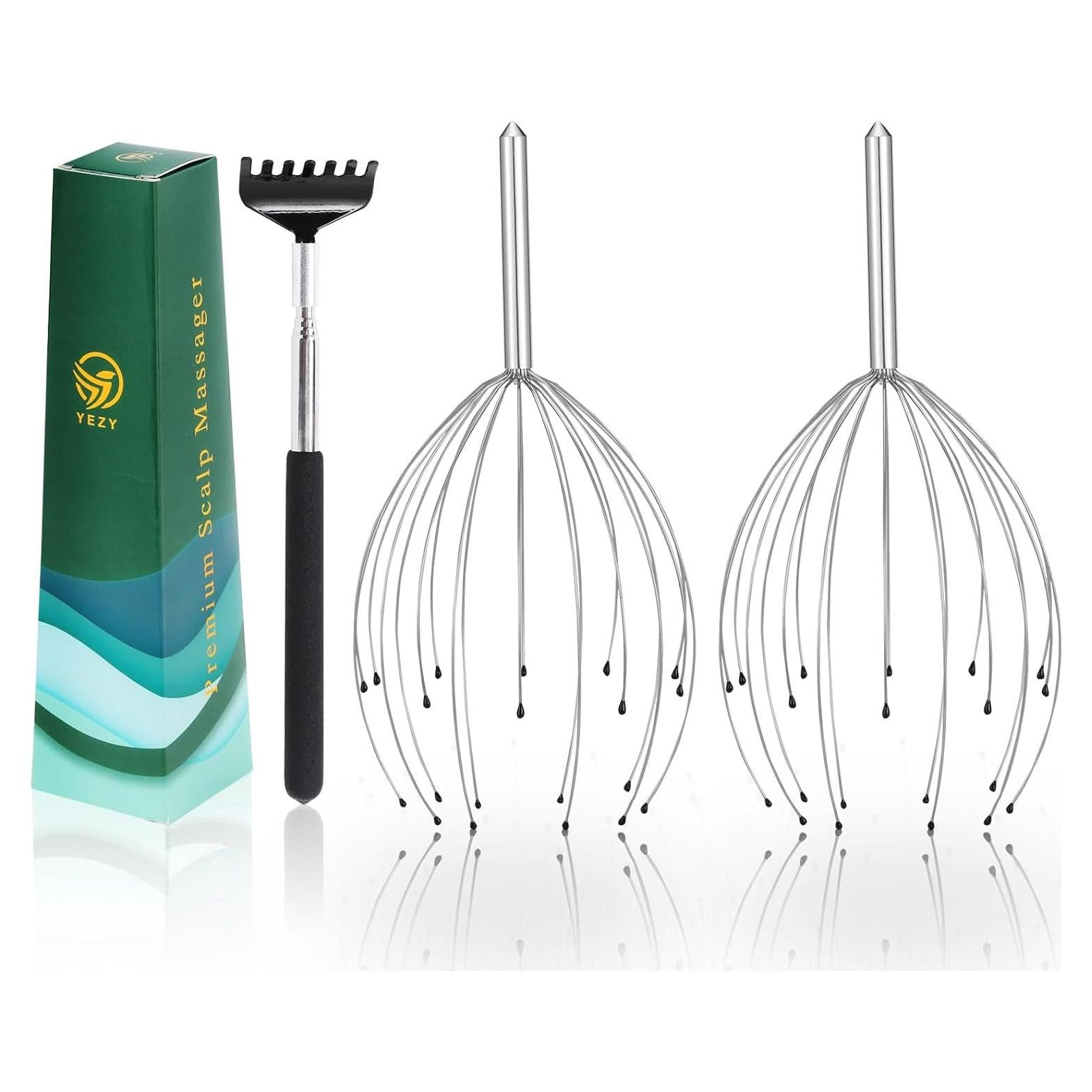Masajeador de Cabeza YEZY 20 Dedos Plateado - 2 Paquete