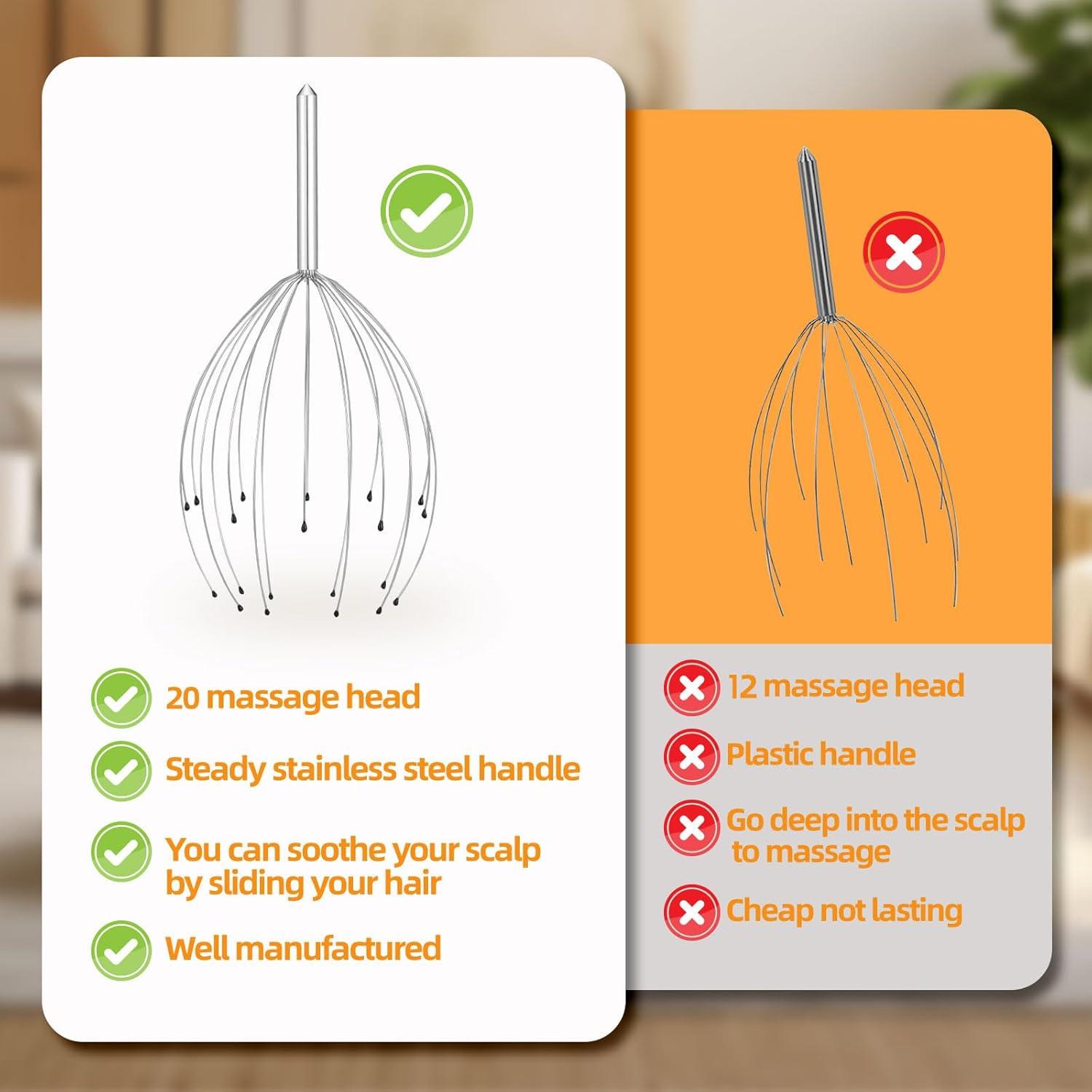 Masajeador de Cabeza YEZY 20 Dedos Plateado - 2 Paquete