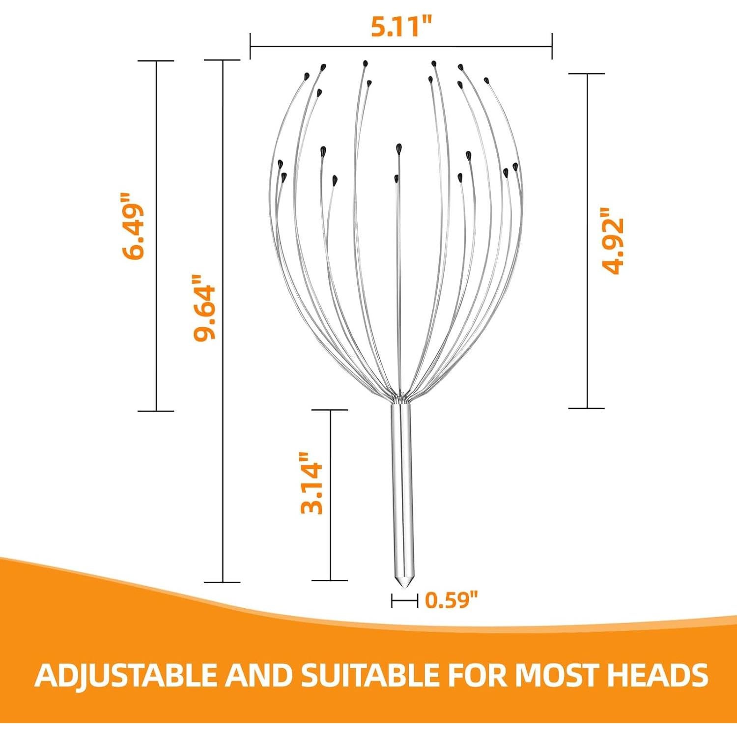 Masajeador de Cabeza YEZY 20 Dedos Plateado - 2 Paquete