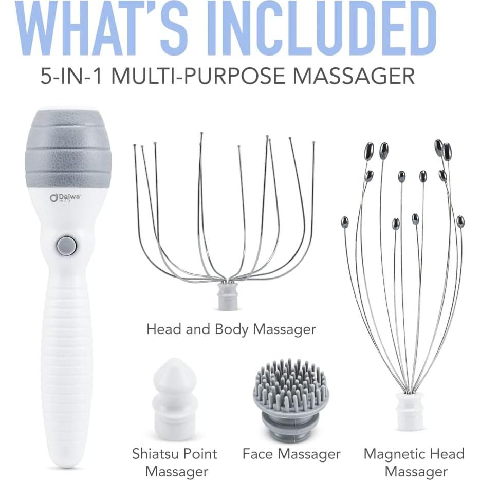 Masajeador 5-en-1 Daiwa Felicity para Cuero Cabelludo y Cuerpo