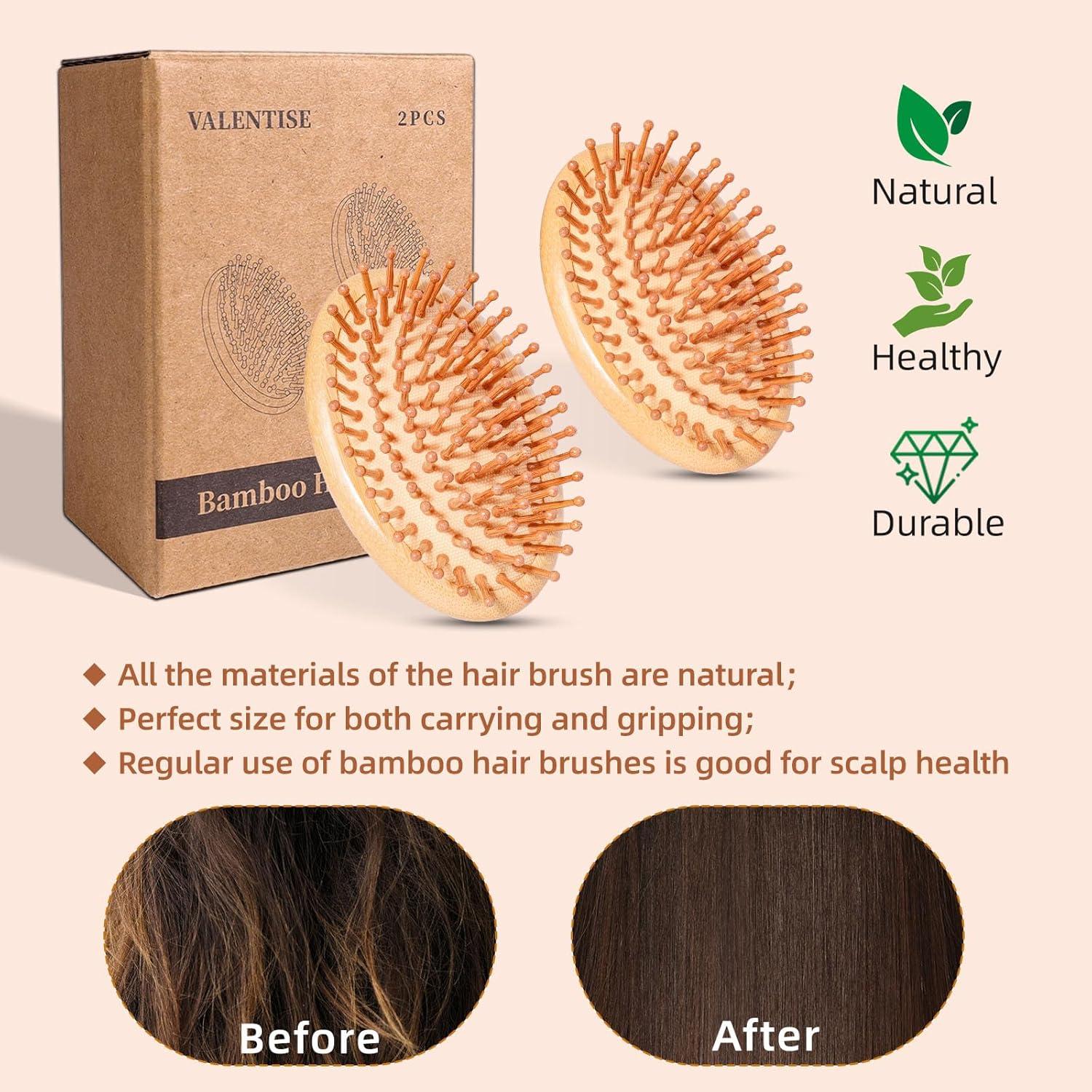 Cepillo de Pelo de Bambú VALENTISE Sin Mango - 2 Unidades