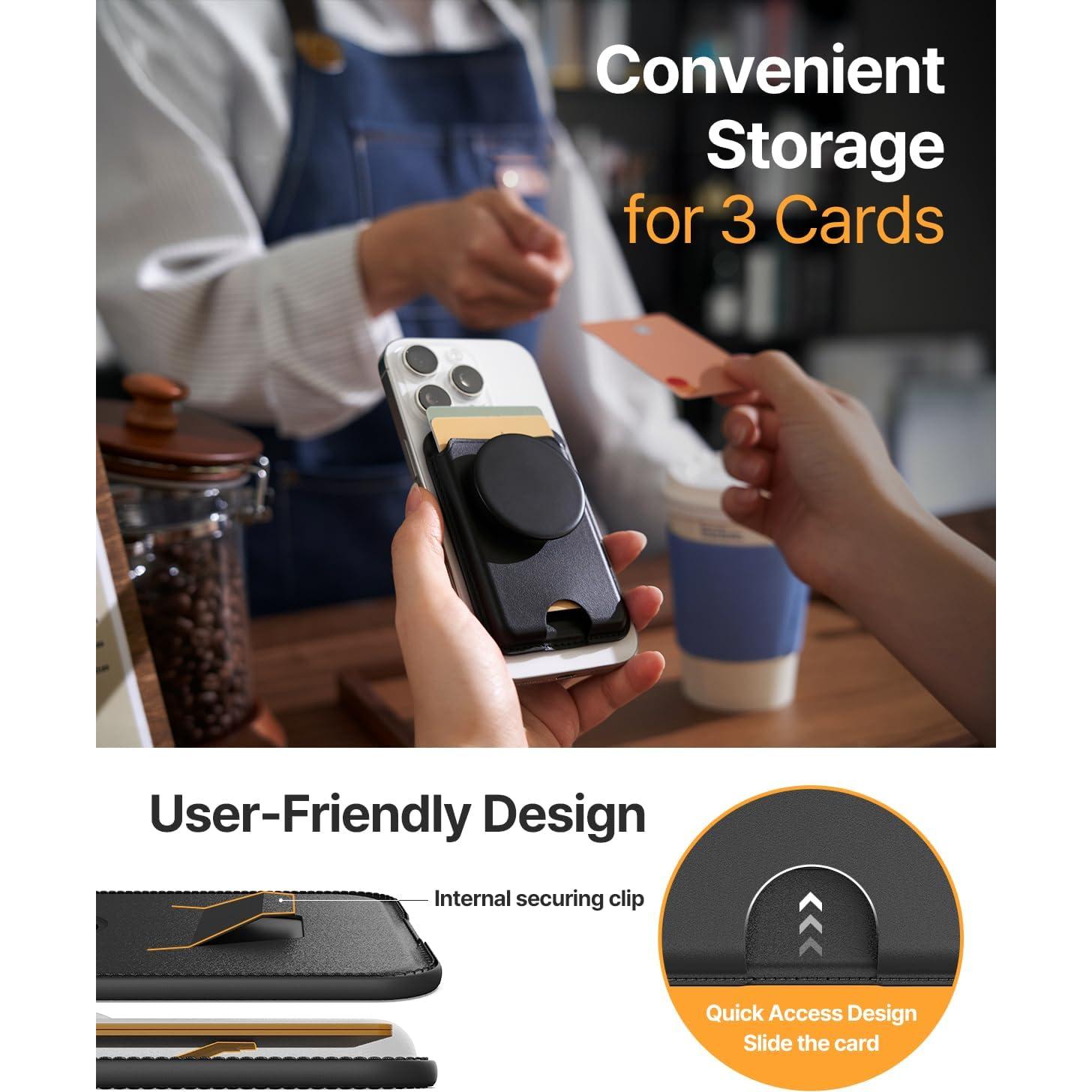 Billetera MagSafe Sinjimoru M-Tap Tok Negra con Soporte