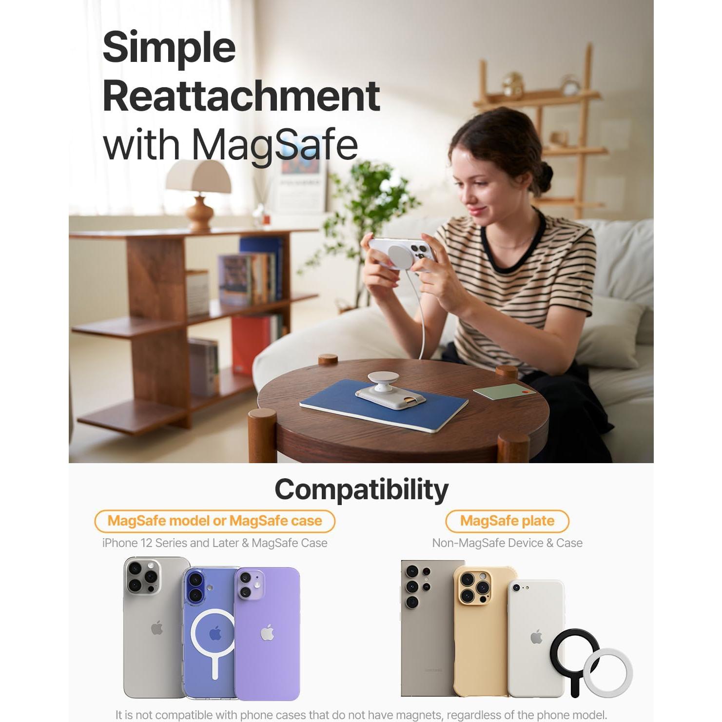 Billetera MagSafe Sinjimoru M-Tap Tok Negra con Soporte