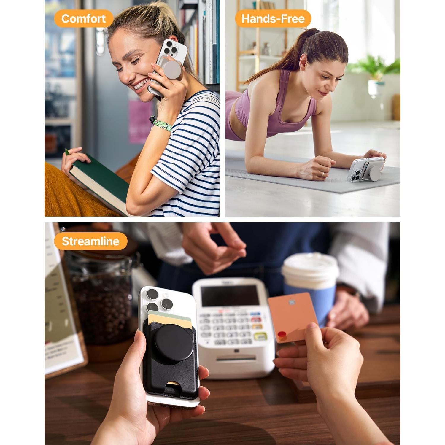 Billetera MagSafe Sinjimoru M-Tap Tok Negra con Soporte