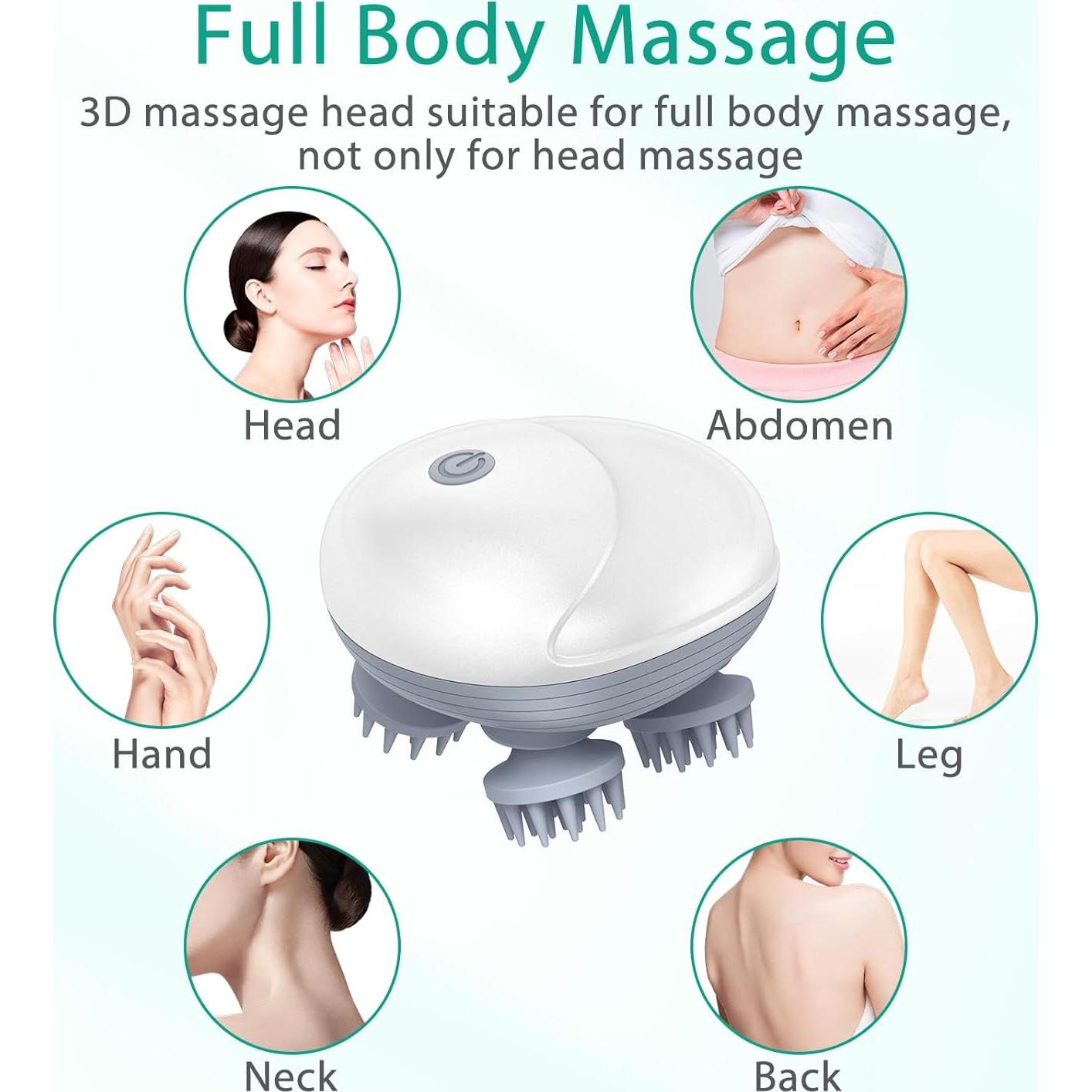 Masajeador Eléctrico de Cuero Cabelludo ORIA Blanco, 4 Cabezas